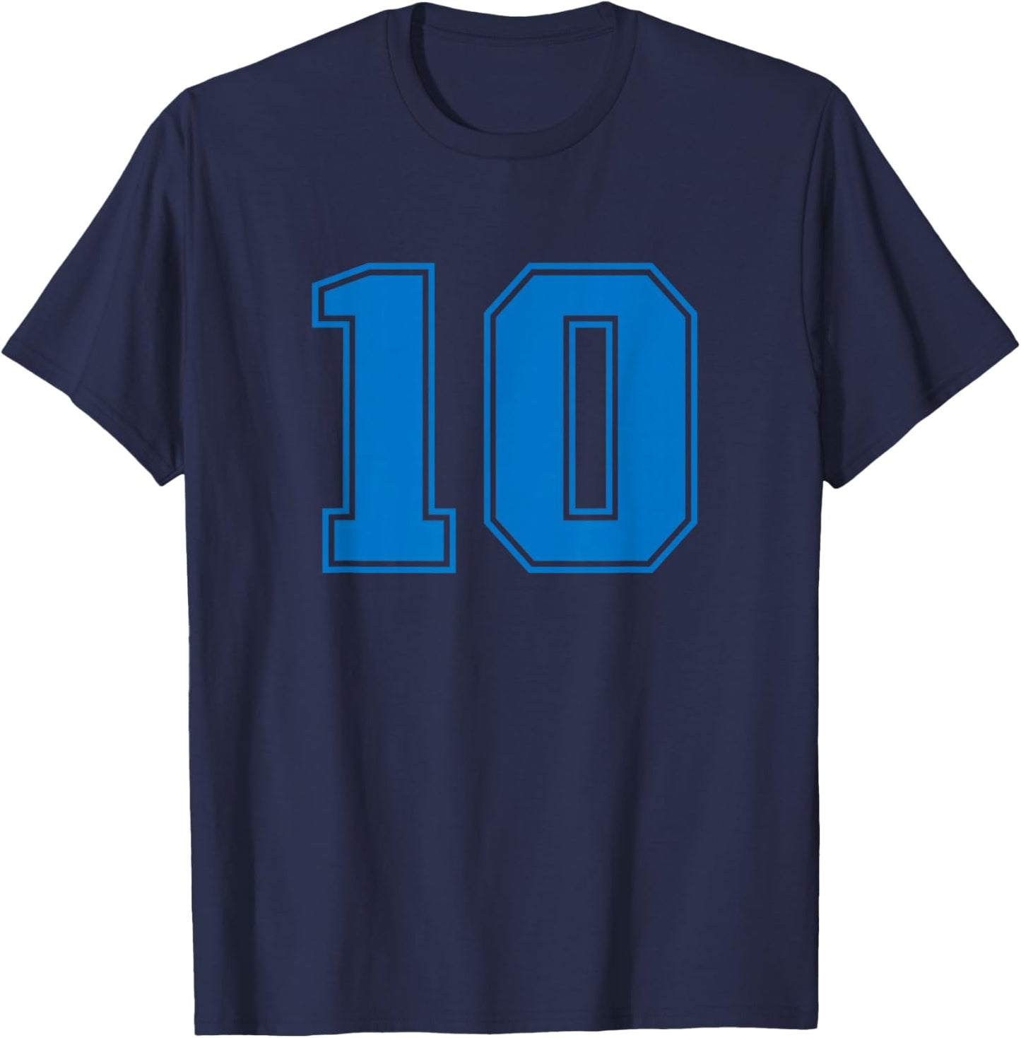 Number #10 Blue Sports Uni Number T-Shirt - T-Shirt | Navy