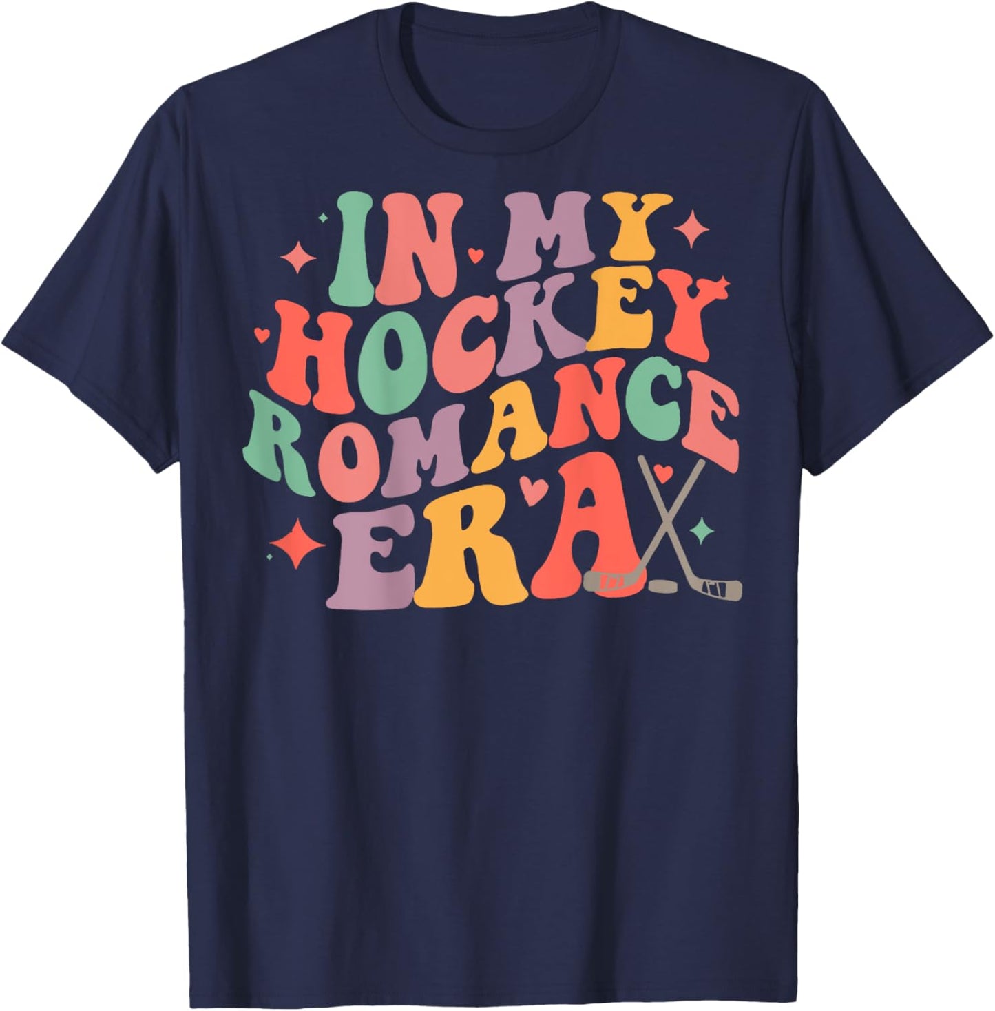 In My Hockey Romance Era, Hockey Romance Book Club (On Back) T-Shirt - T-Shirt | Navy