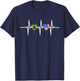 Half American Brazilian America Brazil Flag Heartbeat Heart T-Shirt - T-Shirt | Navy