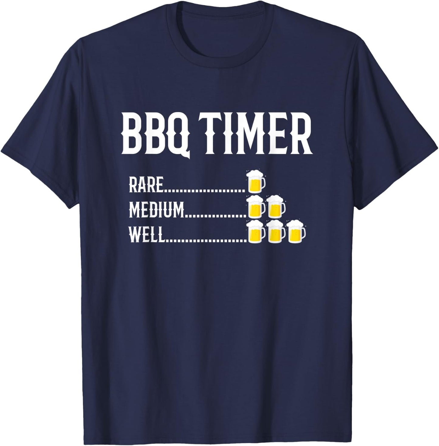 BBQ Timer Barbecue Beer Drinking Funny Grilling Gift T-Shirt - T-Shirt | Navy