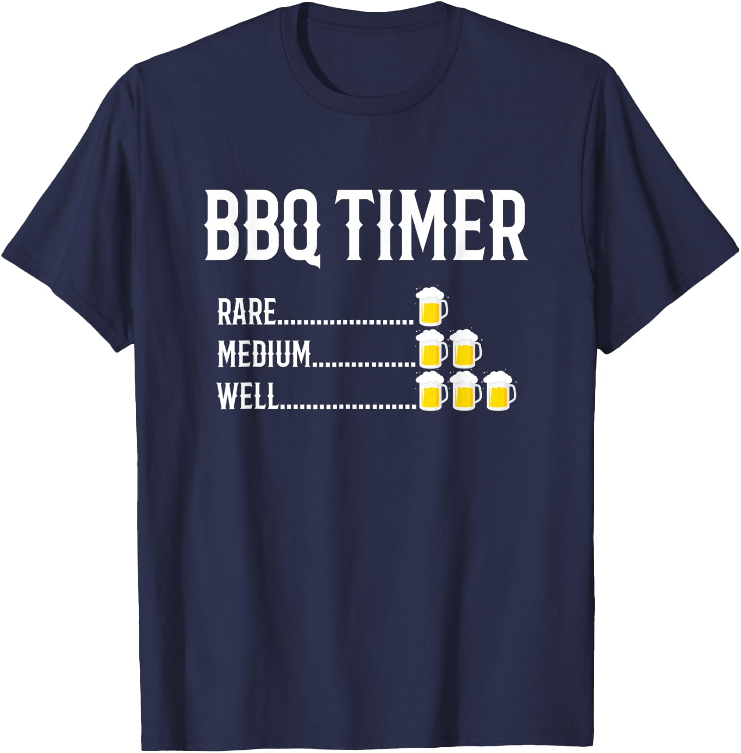 BBQ Timer Barbecue Beer Drinking Funny Grilling Gift T-Shirt - T-Shirt | Navy