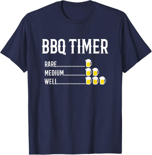 BBQ Timer Barbecue Beer Drinking Funny Grilling Gift T-Shirt - T-Shirt | Navy