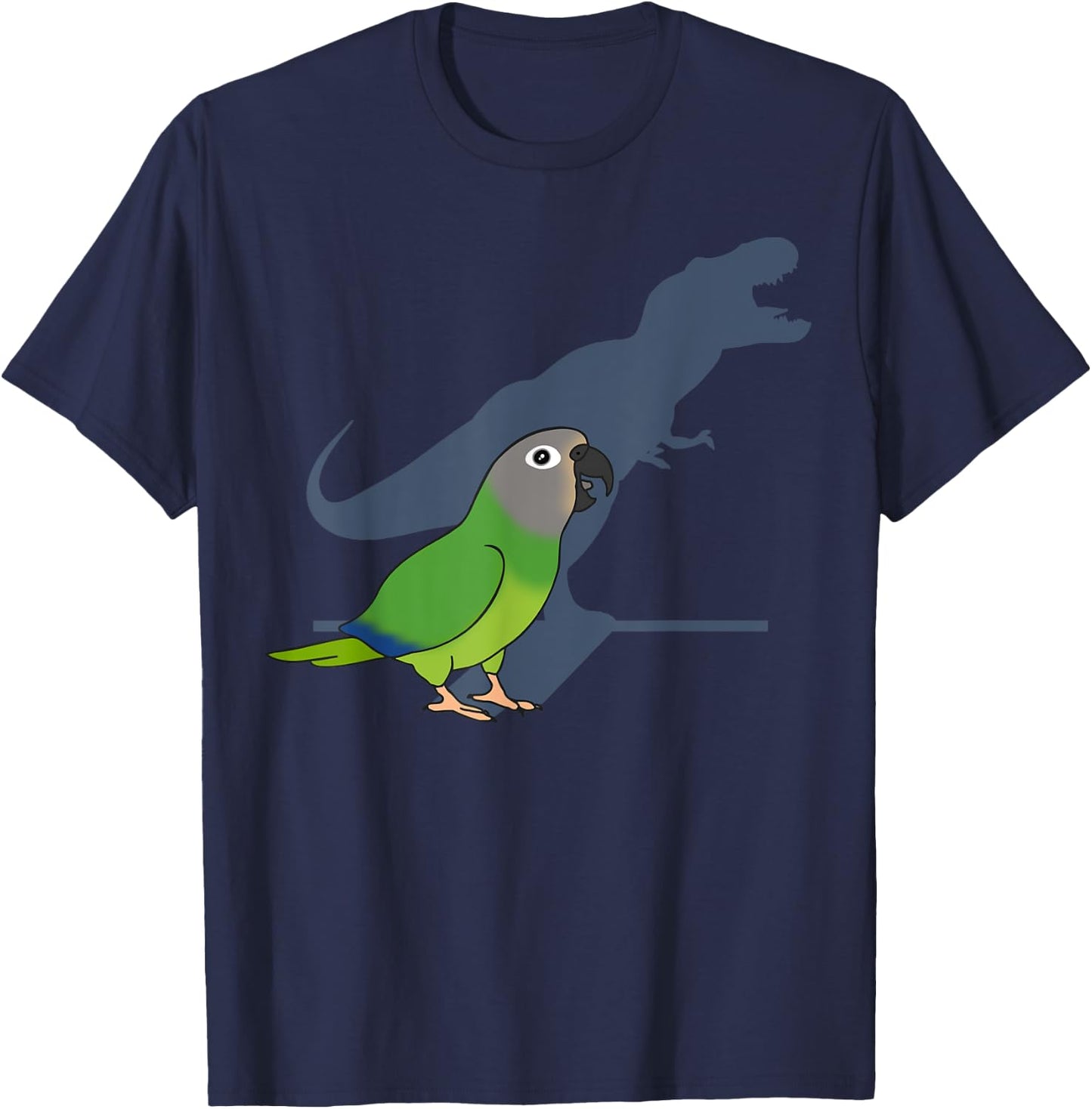 Funny Dusky headed Conure T-rex, Dinosaur Parrot Pet Bird T-Shirt - T-Shirt | Navy