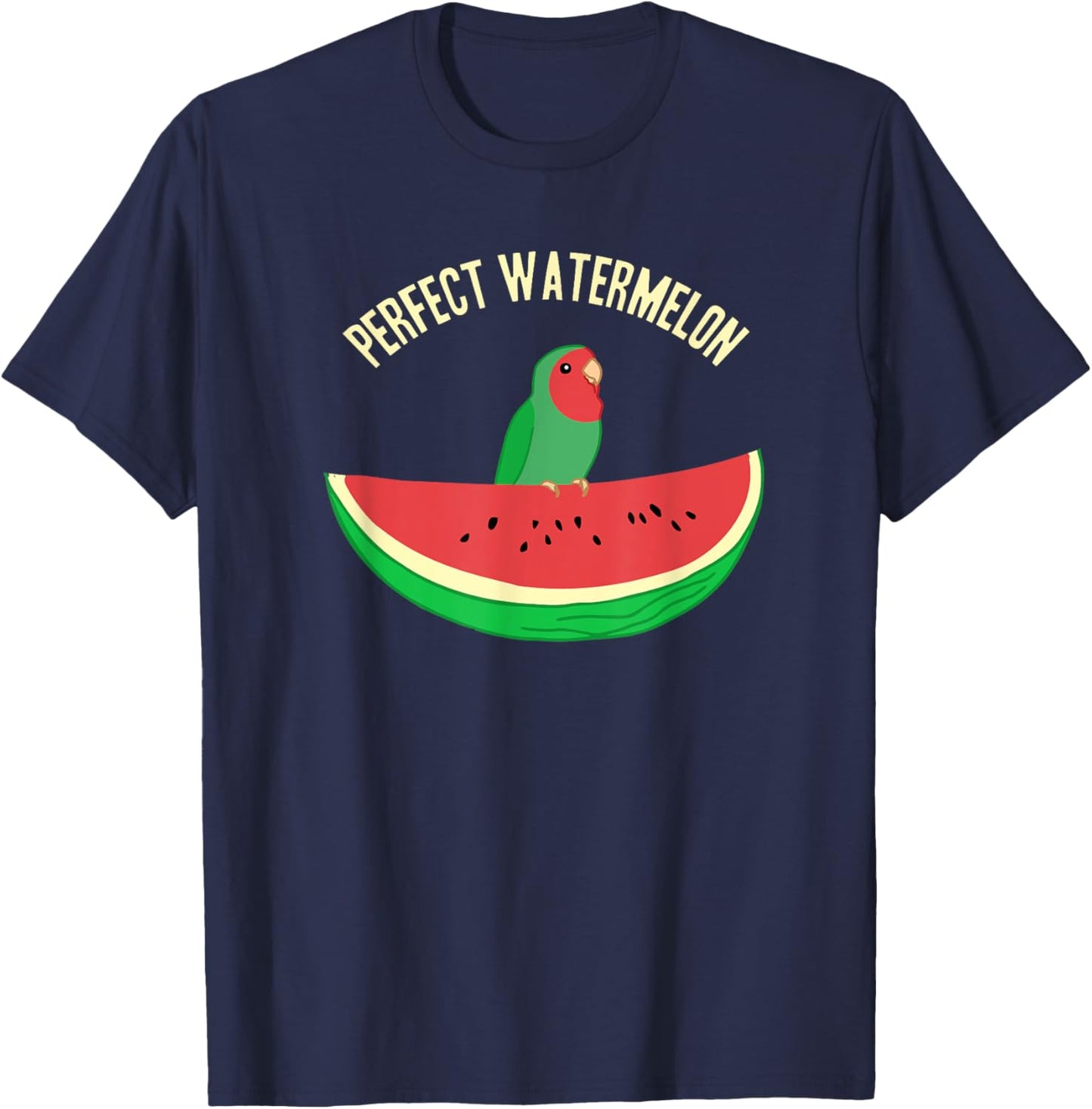 Perfect Watermelon Lovebird, Birb memes, Green Parrot Fruit T-Shirt - T-Shirt | Navy
