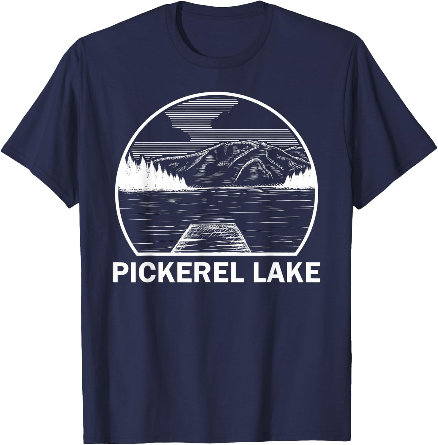 PICKEREL LAKE WISCONSIN Funny Fishing Camping Summer Gift Men Women Kids T-Shirt - T-Shirt | Navy