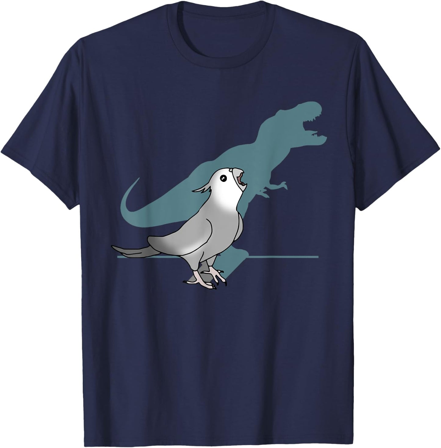 T-rex white faced cockatiel, Funny grey cockatiel dinosaur T-Shirt - T-Shirt | Navy