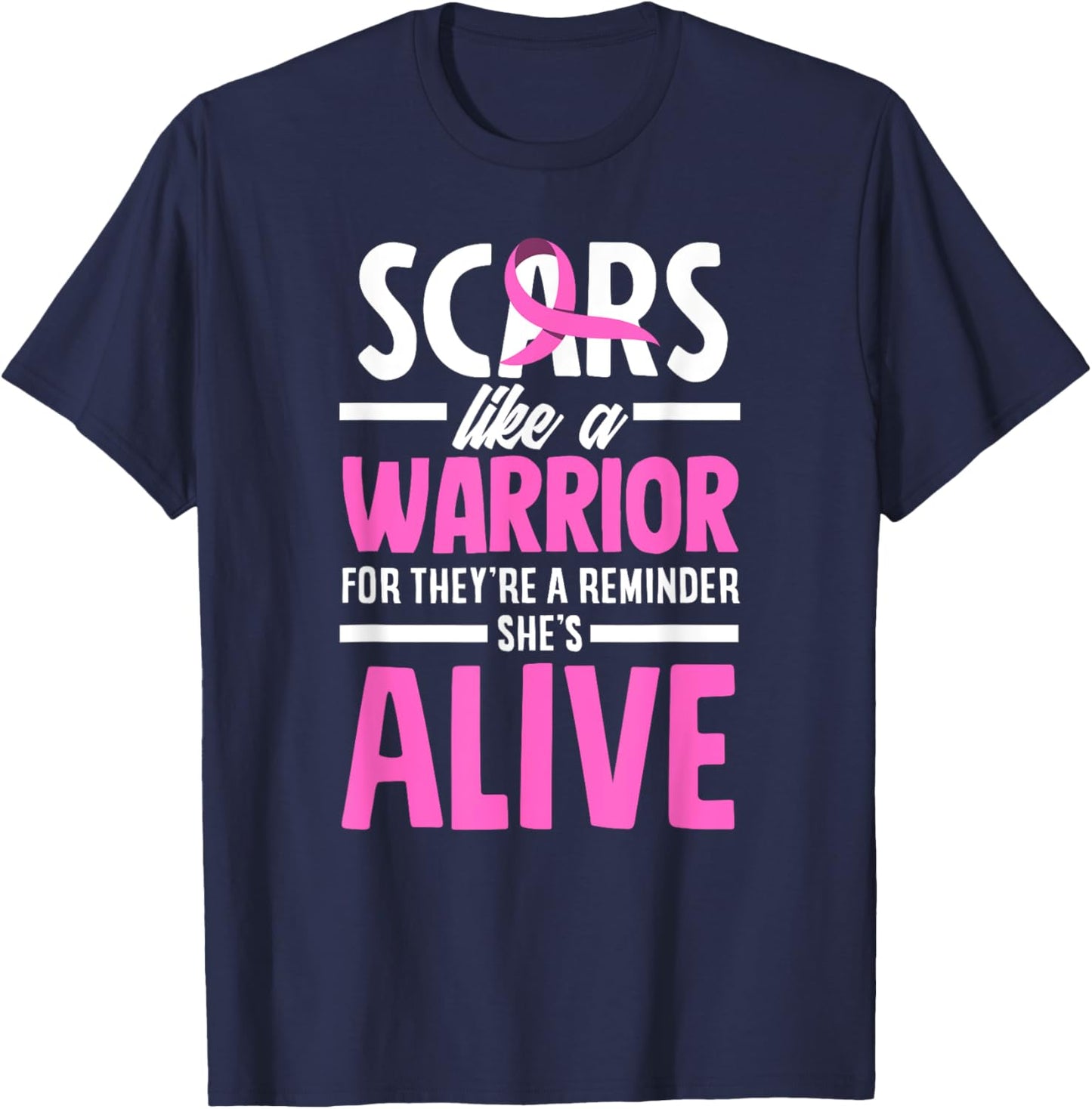 Breast Cancer Awareness Scars Breast Cancer Warrior T-Shirt - T-Shirt | Navy