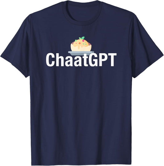 AI Humor ChaatGPT Funny Indian Food Pun AI Developer Engineer -Adults Black X-Small T-Shirt - T-Shirt | Navy
