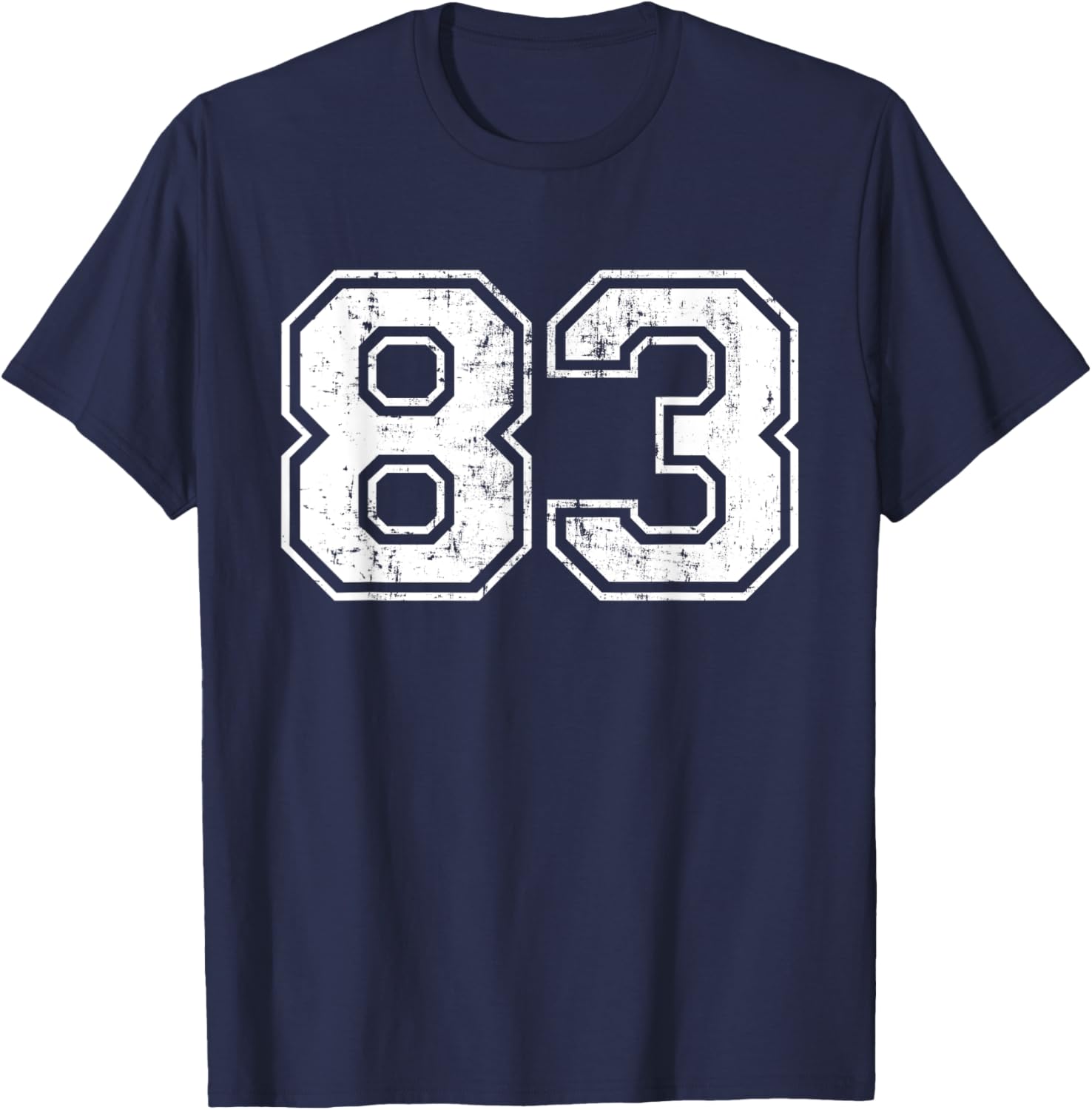 Number 83 Eighty Three Distressed Vintage Sports Team Gym T-Shirt - T-Shirt | Navy