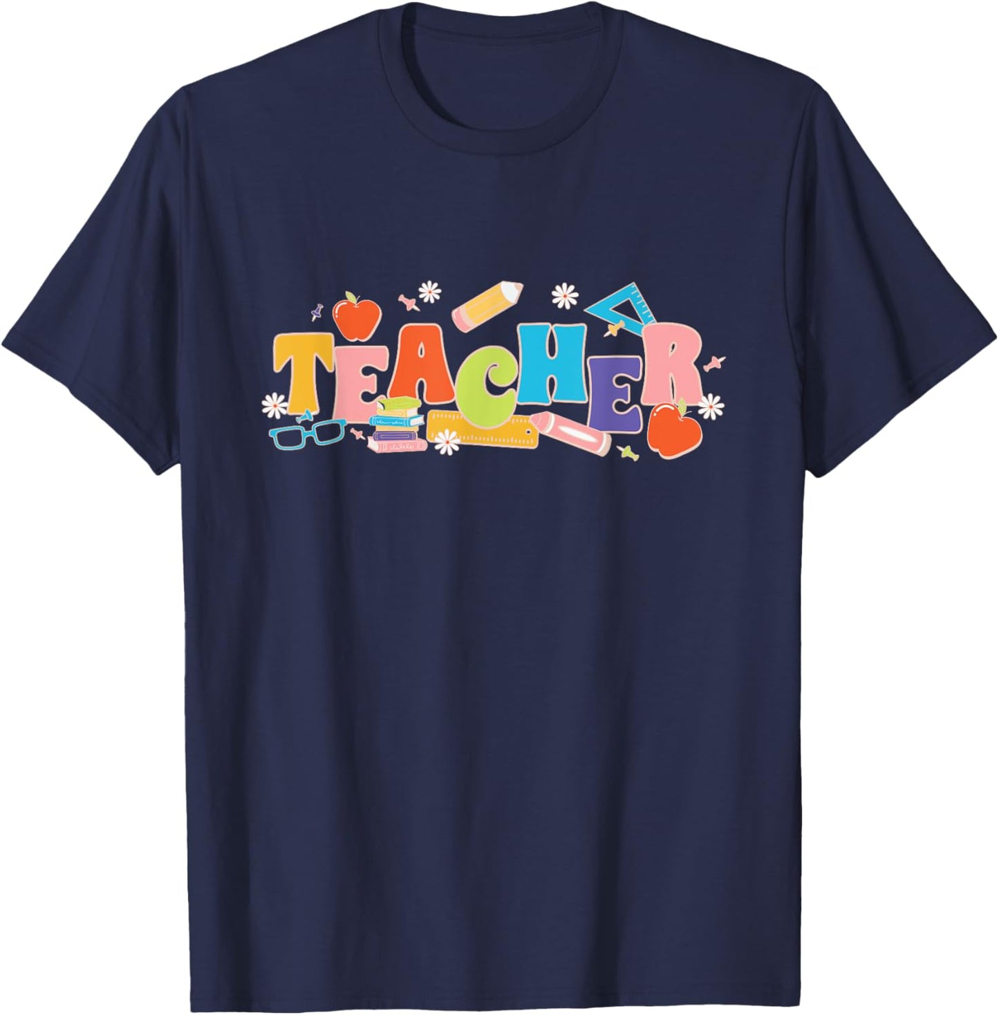 Teacher Art Men Women Funny School Teachers T-Shirt - T-Shirt | Navy