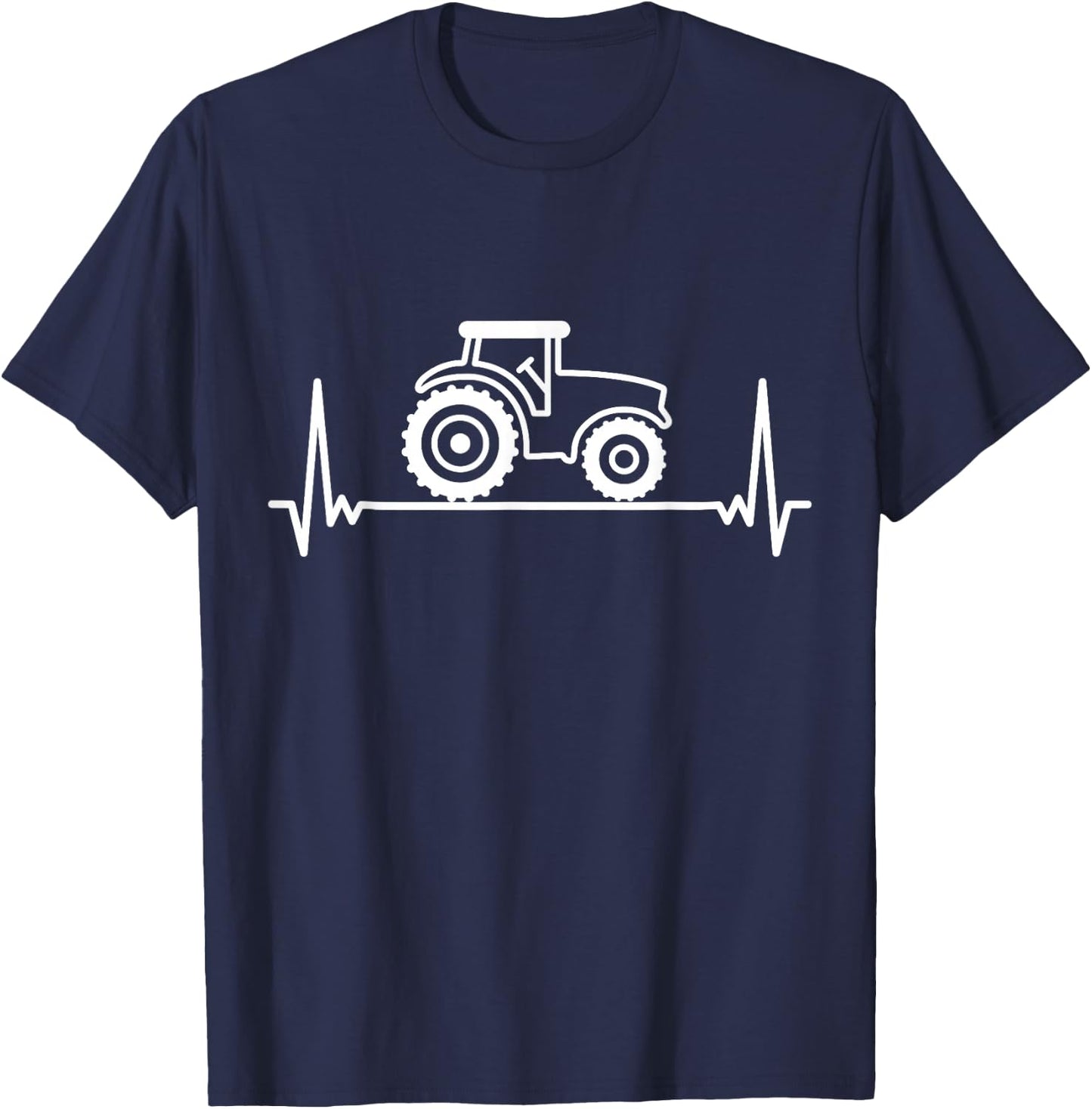 Heartbeat Tractor Pulse ECG Farmer Farmer Trekker Tug T-Shirt - T-Shirt | Navy