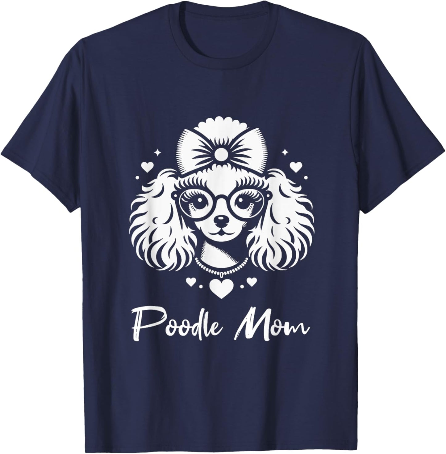 Poodle Mom Dog Heart Love Graphic Design Women Girls Kids T-Shirt - T-Shirt | Navy