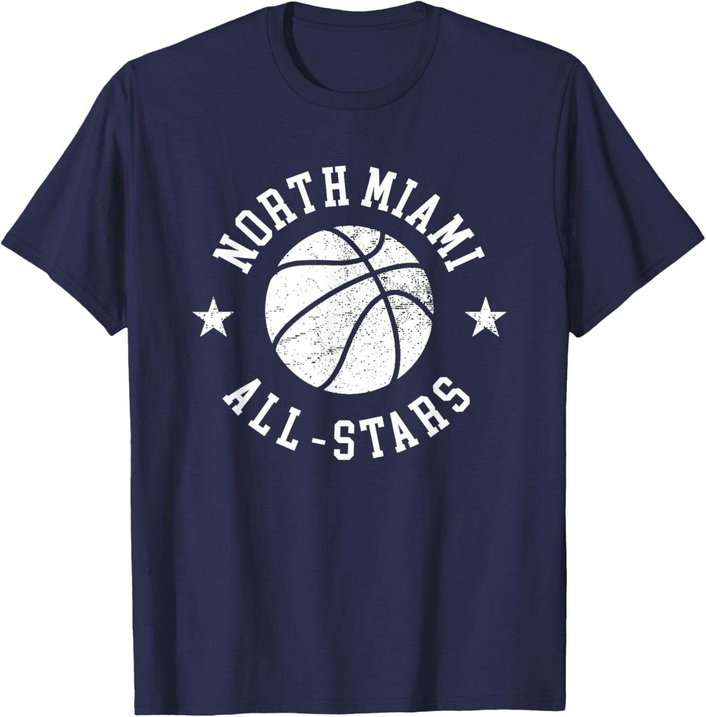 North Miami Vintage All-Stars Retro 80s Basketball T-Shirt - T-Shirt | Navy