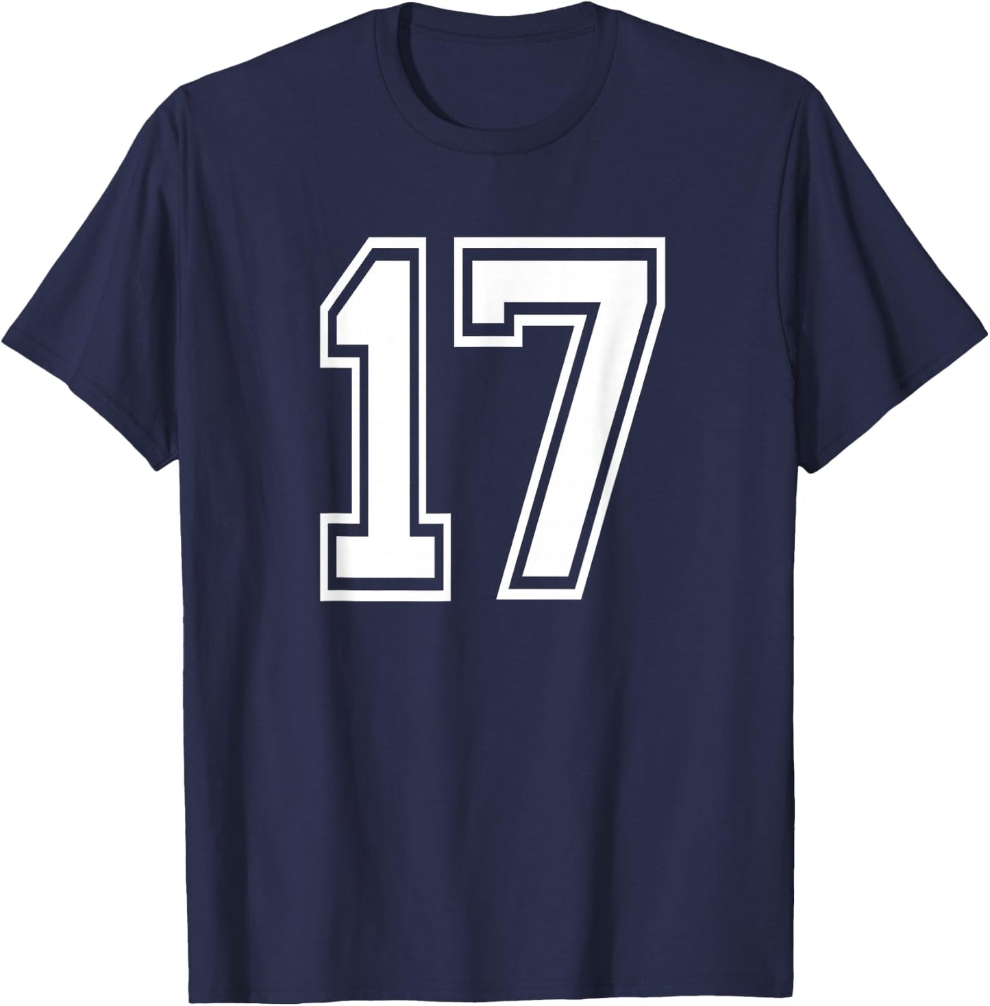 Number 17 Birthday Gift Sports Player Team Numbered Jersey T-Shirt - T-Shirt | Navy