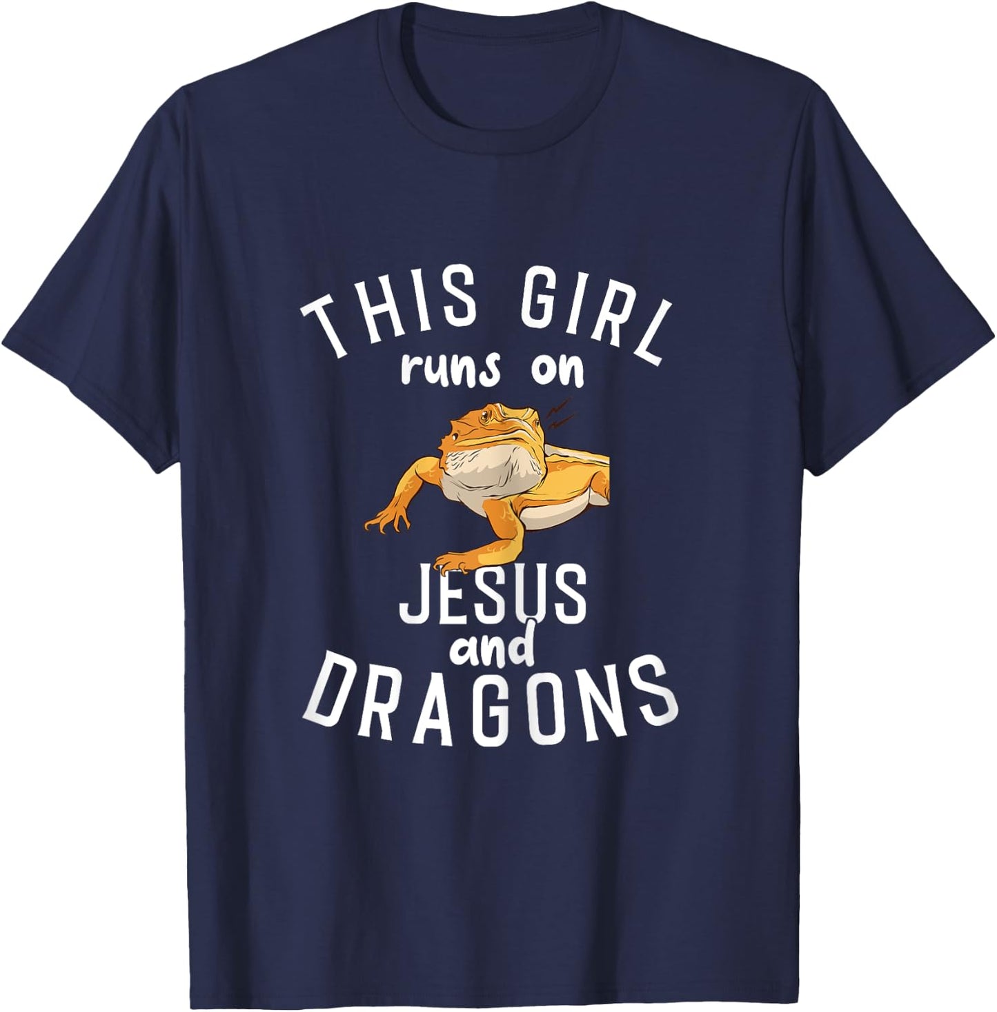 Jesus and Bearded Dragons T-Shirt - T-Shirt | Navy
