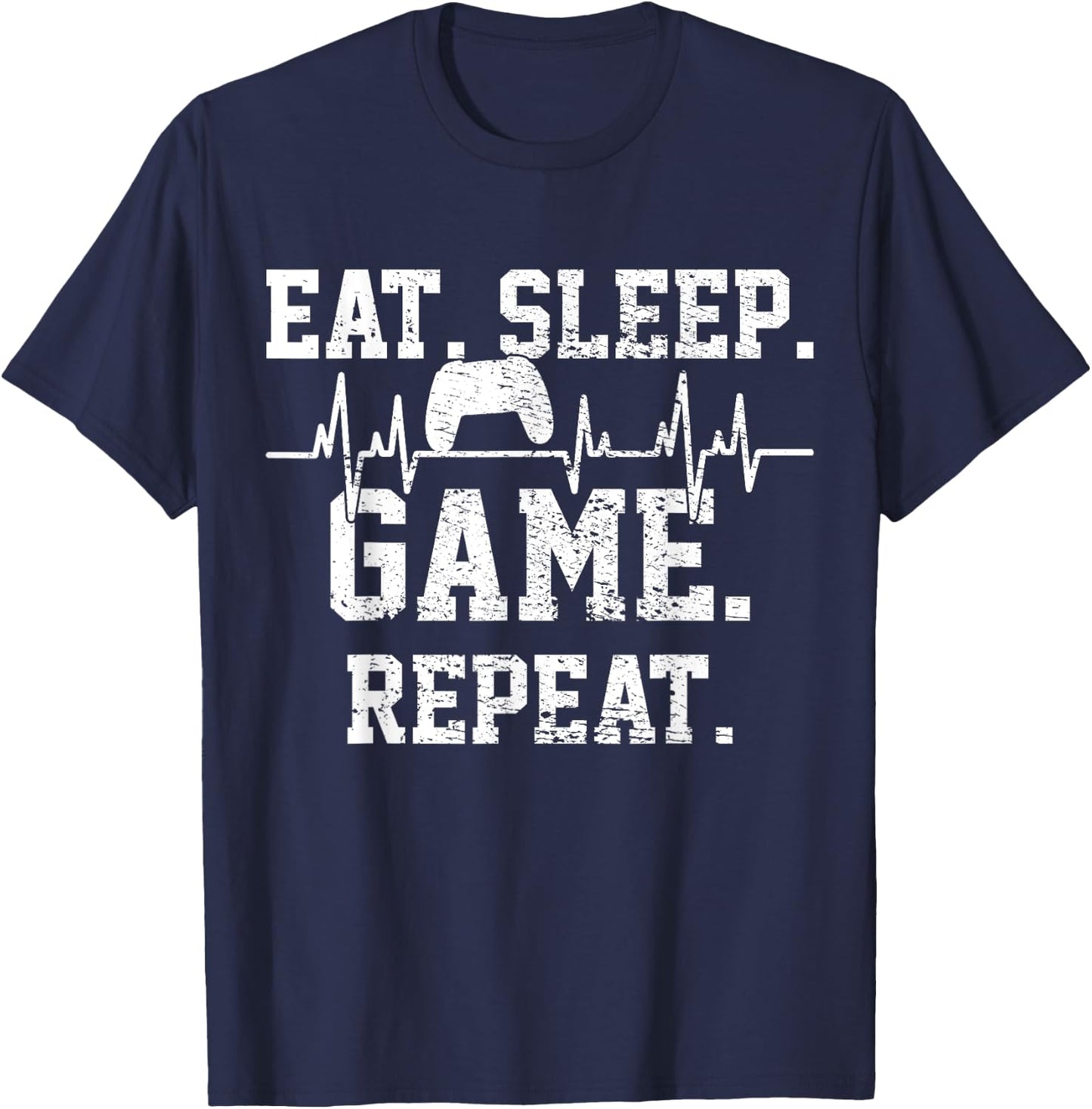 Gaming Gamer Game Heartbeat Gift T-Shirt - T-Shirt | Navy