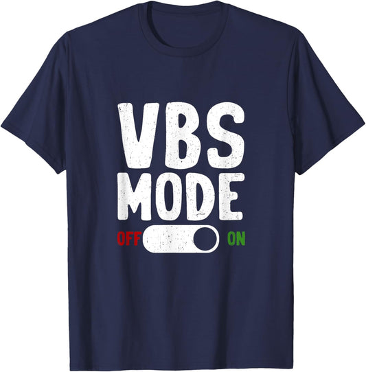 VBS Vacation Bible School Mode On Summer Christian Teacher T-Shirt - T-Shirt | Navy
