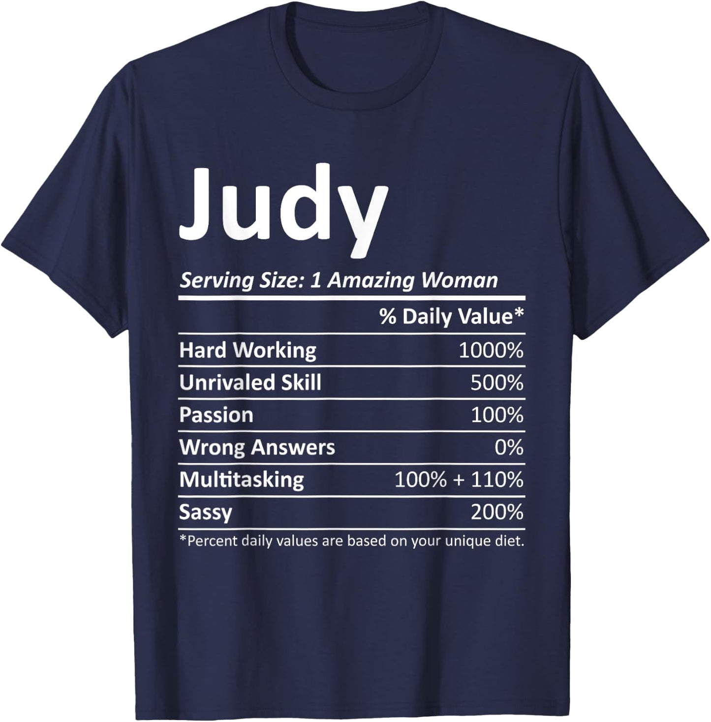 JUDY Nutrition Personalized Name Funny Christmas Gift T-Shirt - T-Shirt | Navy