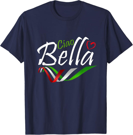 Ciao Bella Italy Flag With Love For Italy T-Shirt - T-Shirt | Navy