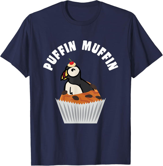 Iceland Puffin Muffin Puns Funny Seabird Lover Puffins Gift T-Shirt - T-Shirt | Navy