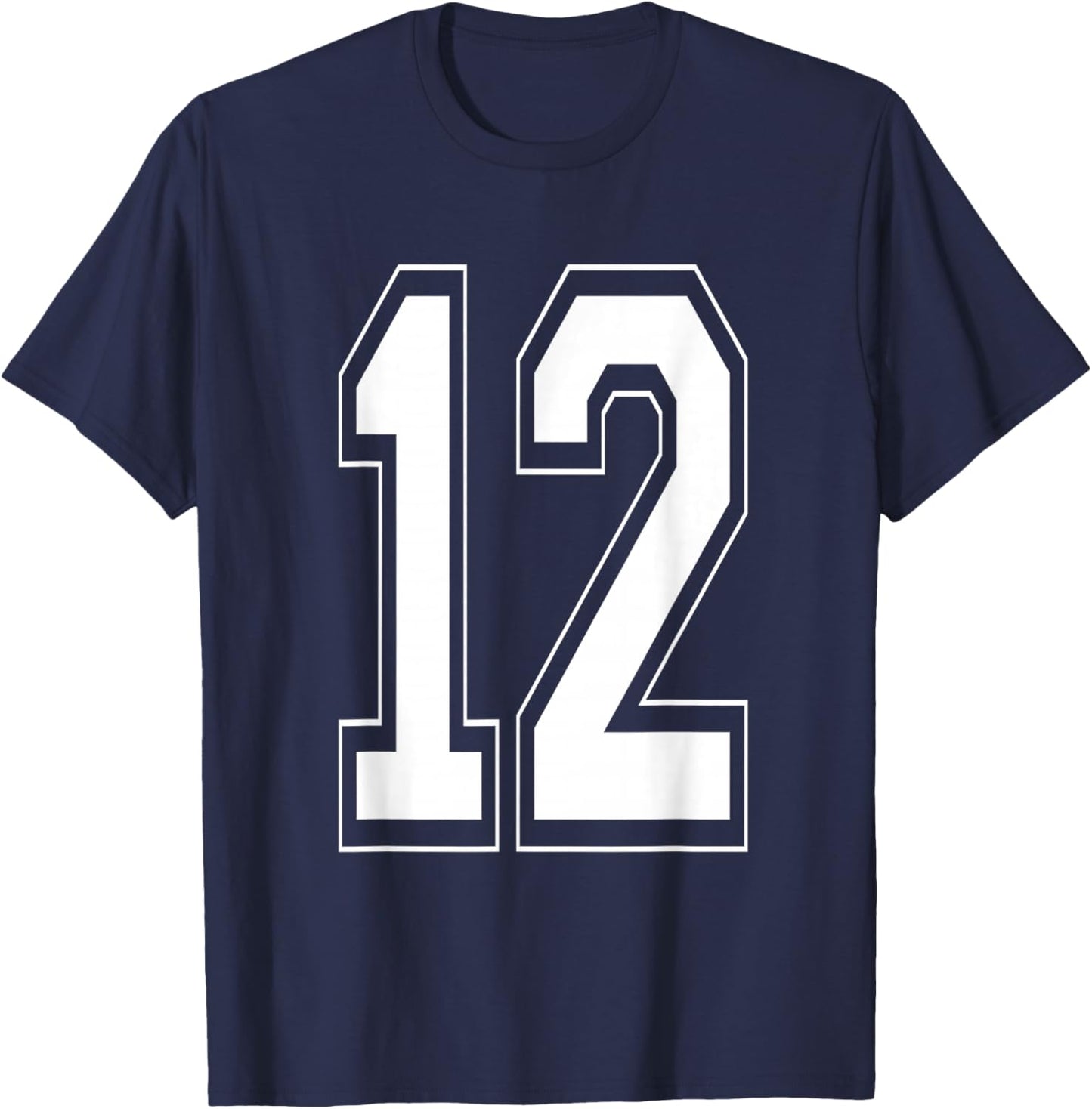 Number 12 Baseball Football Soccer Numbered Jersey T-Shirt - T-Shirt | Navy