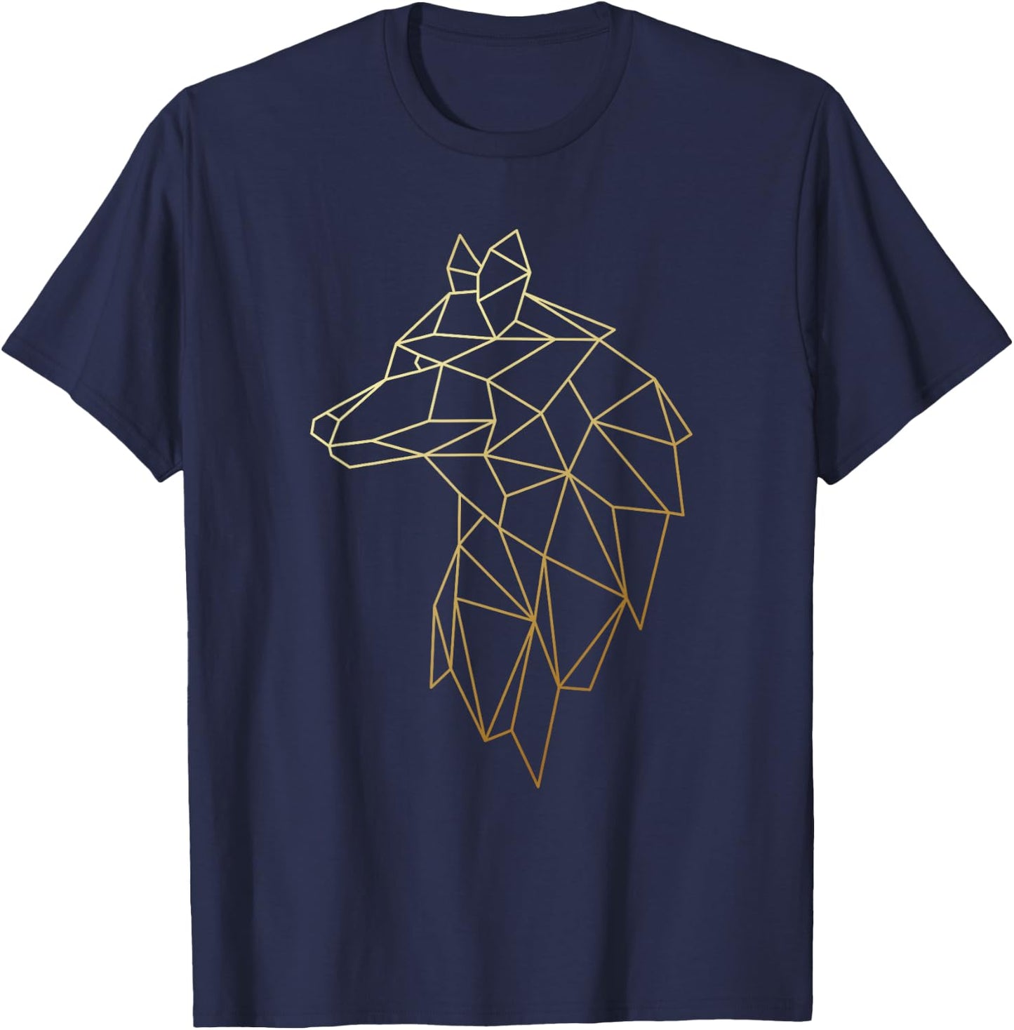 Cool Wolf Polygon Geometric Wolf Abstract Art T-Shirt - T-Shirt | Navy