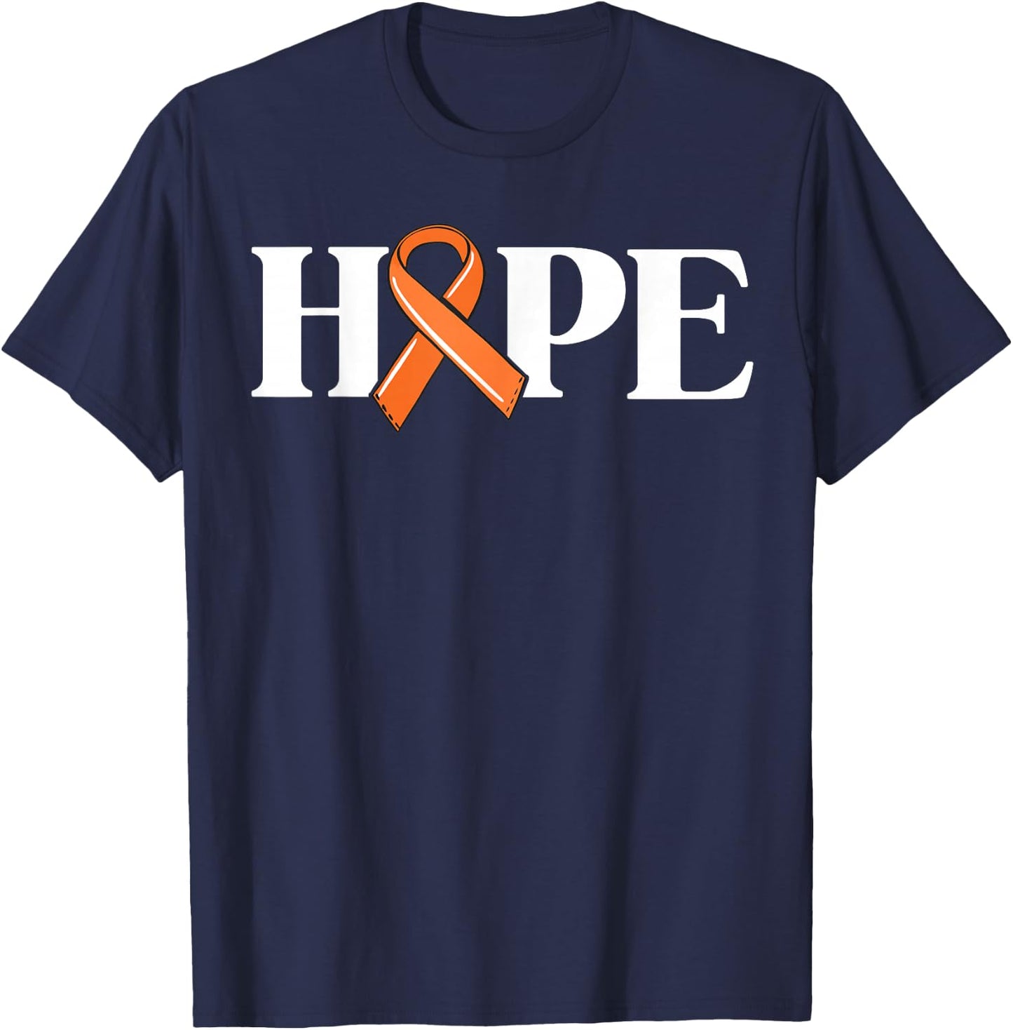 Leukemia Cancer Awareness Items Cancer Hope Orange Ribbon T-Shirt - T-Shirt | Navy