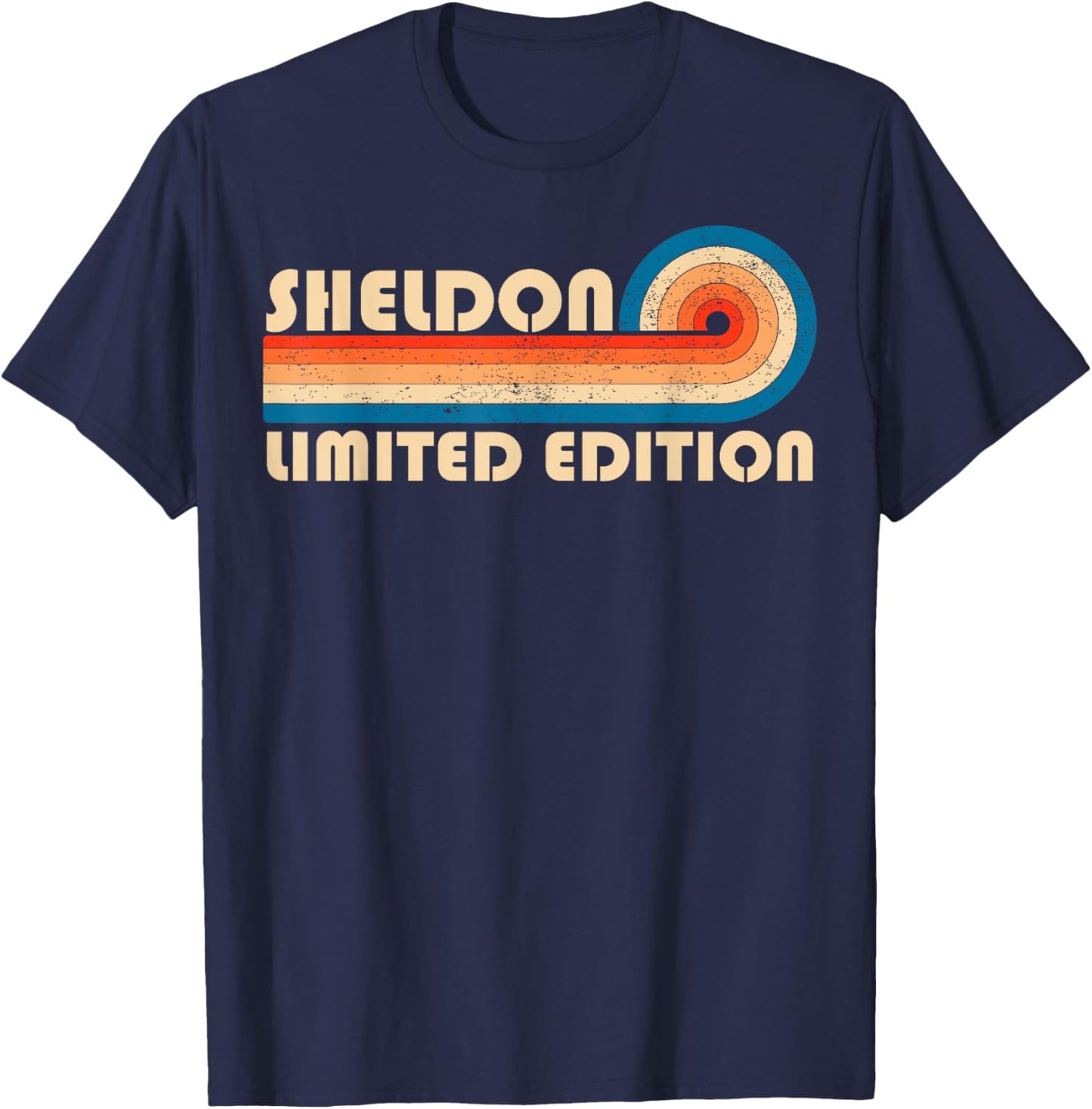 SHELDON Surname Retro Vintage 80s 90s Birthday Reunion T-Shirt - T-Shirt | Navy