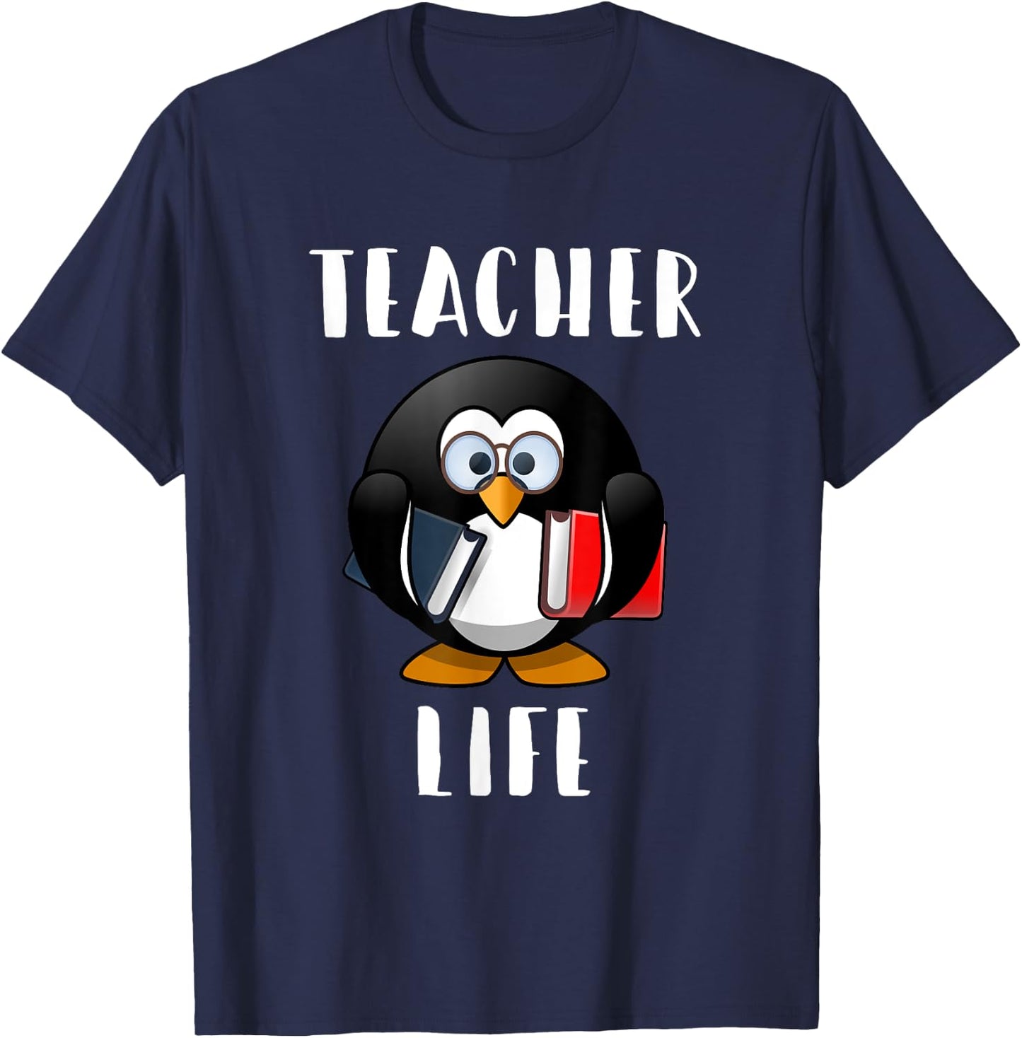 Cute Penguin Funny Teacher Life Shirt & Gift Teachers Men Women Girls Kids T-Shirt - T-Shirt | Navy