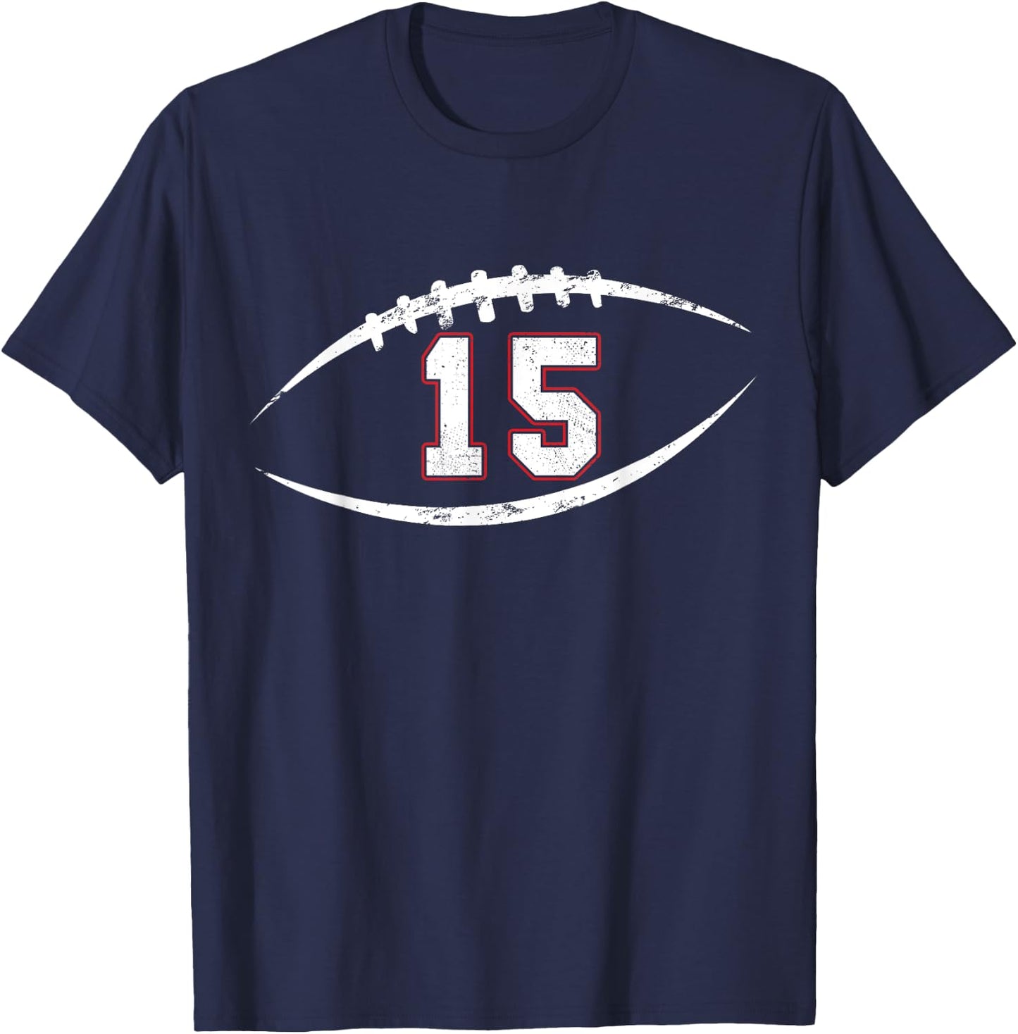 15 Number Vintage Football Player 15 Lucky Number Birthday T-Shirt - T-Shirt | Navy