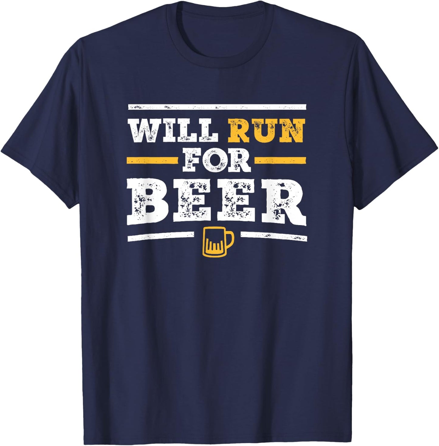 Will Run For Beer Shirt Funny Runner Beer Lover T-Shirt - T-Shirt | Navy