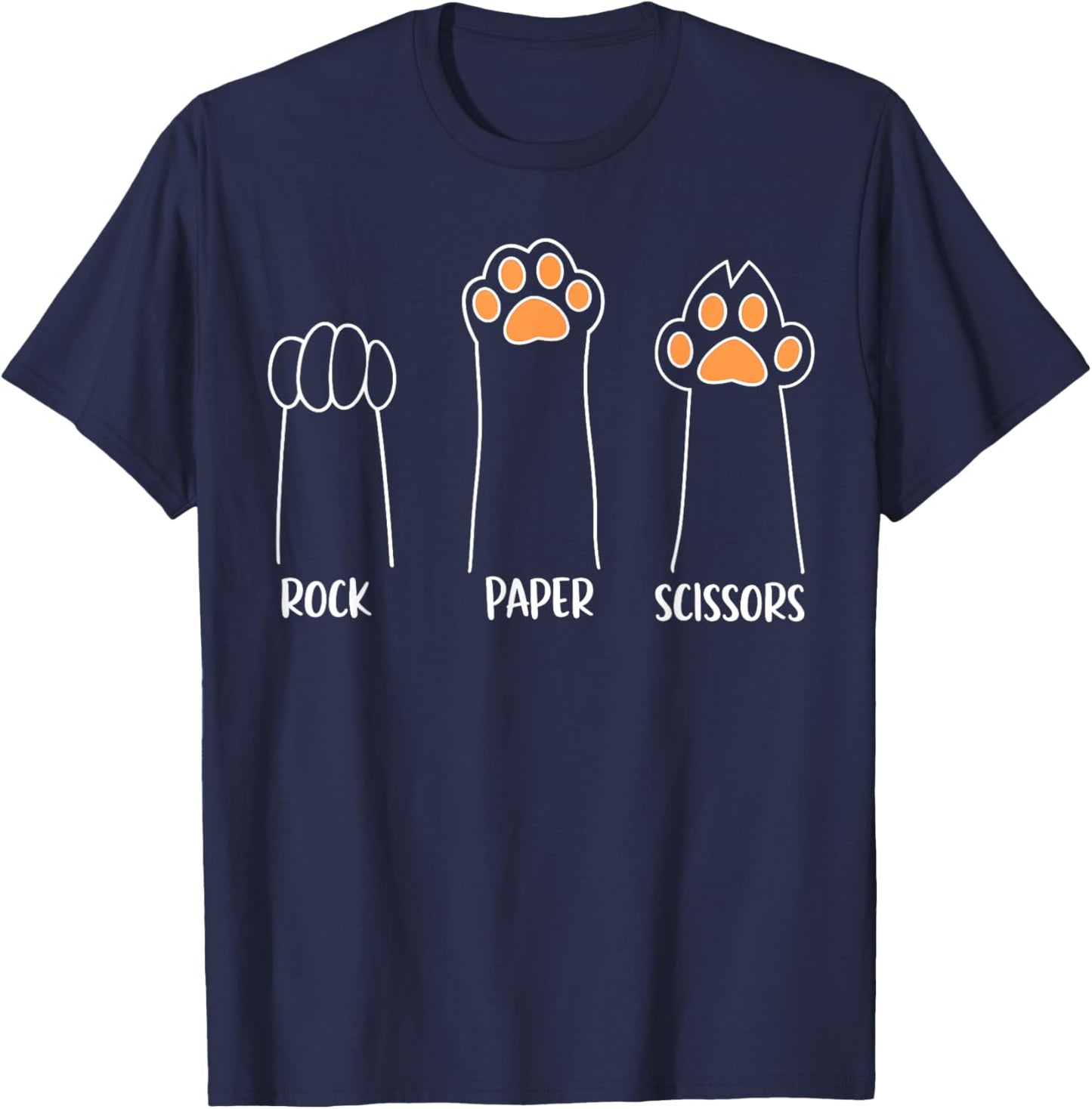 Cat Paw Hand Game Funny Black Small T-Shirt - T-Shirt | Navy