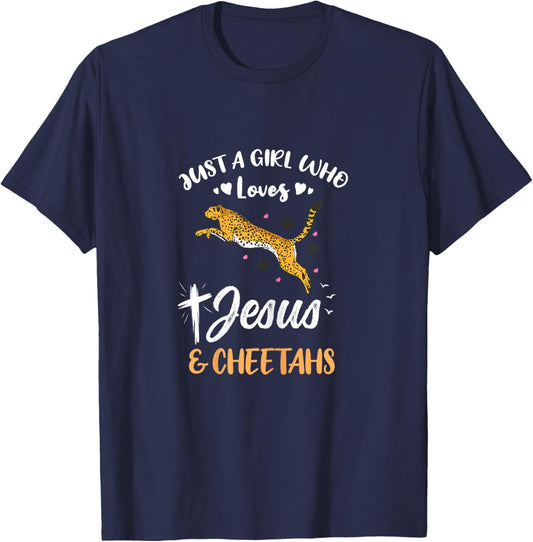 Just A Girl Who Loves Jesus And Cheetahs T-Shirt - T-Shirt | Navy