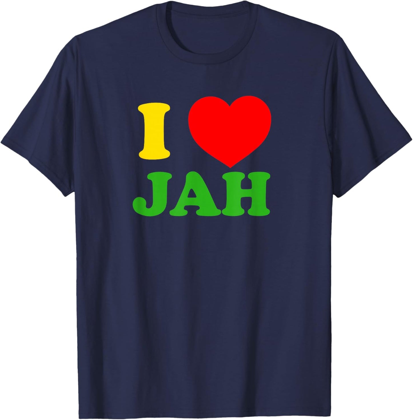 I LOVE JAH Reggae Rasta Clothing & Women Selassie T-Shirt - T-Shirt | Navy