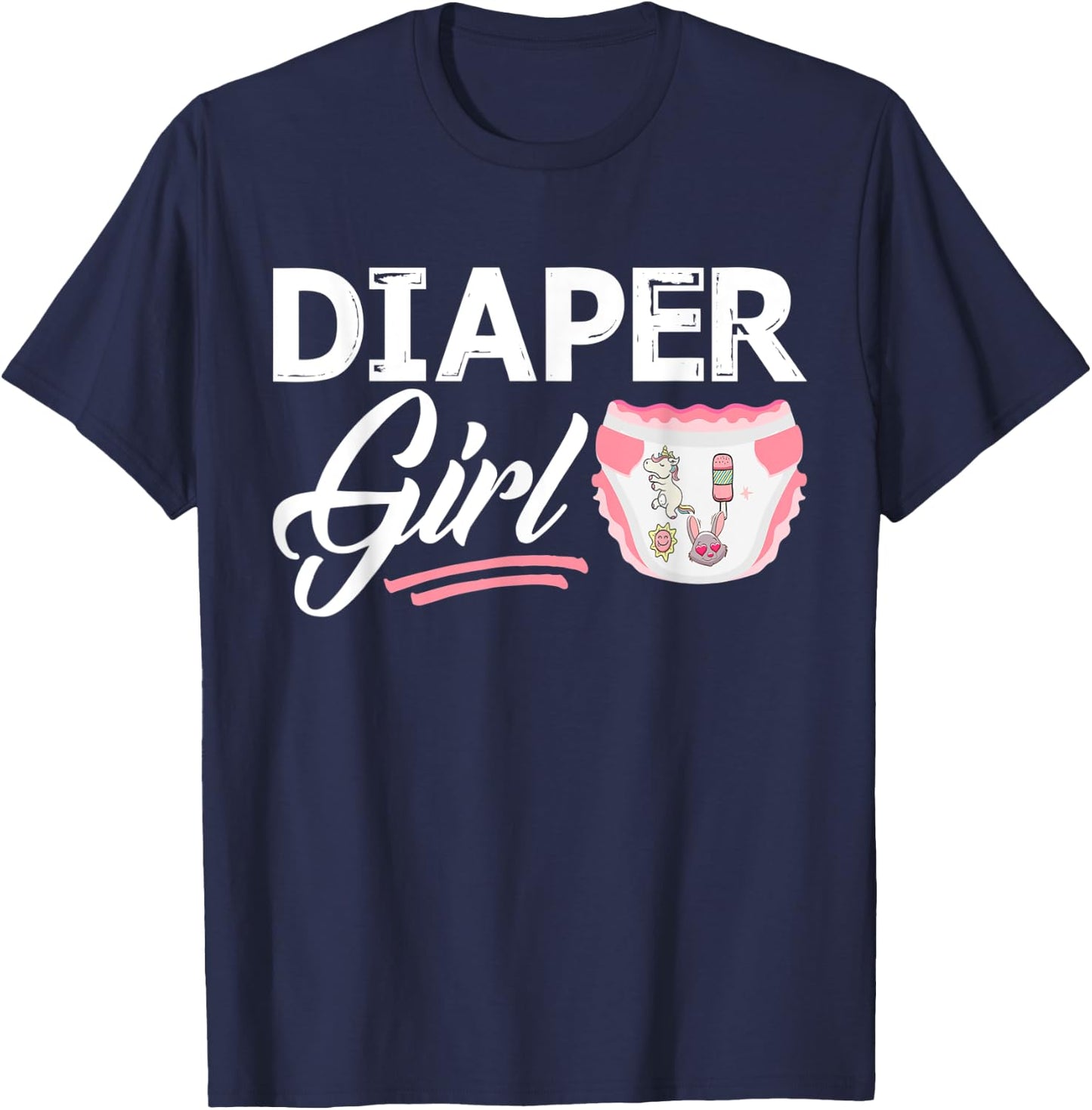 Diaper Girl Baby Diaper Boy Padded Princess Little One Girl T-Shirt - T-Shirt | Navy