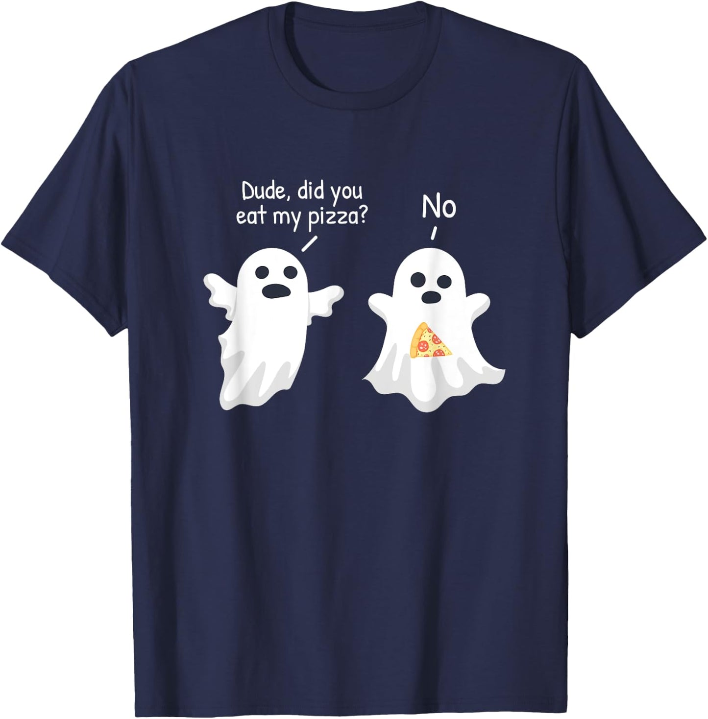 Halloween Shirts, Ghost Pizza T-Shirt - T-Shirt | Navy
