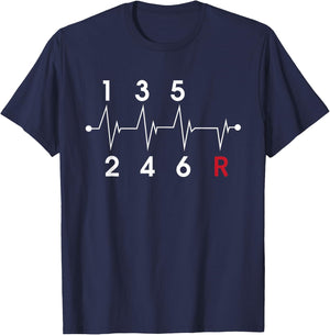 6 Speeds Gear Shift Manual Transmission Funny Car Race Gift T-Shirt - T-Shirt | Navy