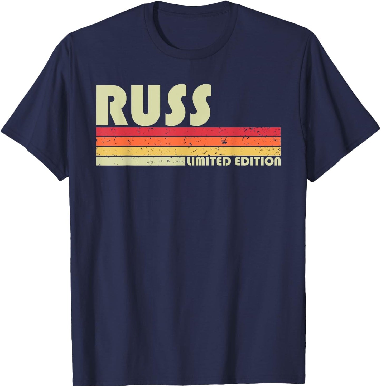 Custom Men Dad Boy Husband Christmas 80s 90s Style Russ Gift Name Personalized Funny Retro Vintage Birthday T-Shirt - T-Shirt | Navy