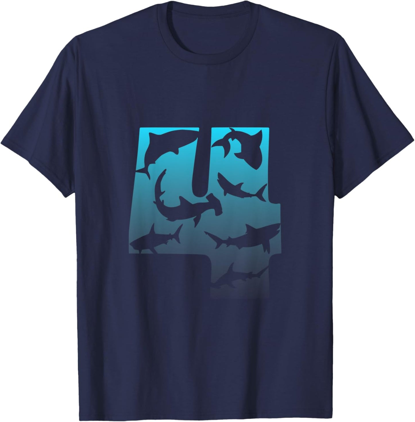 Kids Shark 4th Birthday Under Sea 4 Year Old Birthday Party Theme T-Shirt - T-Shirt | Navy