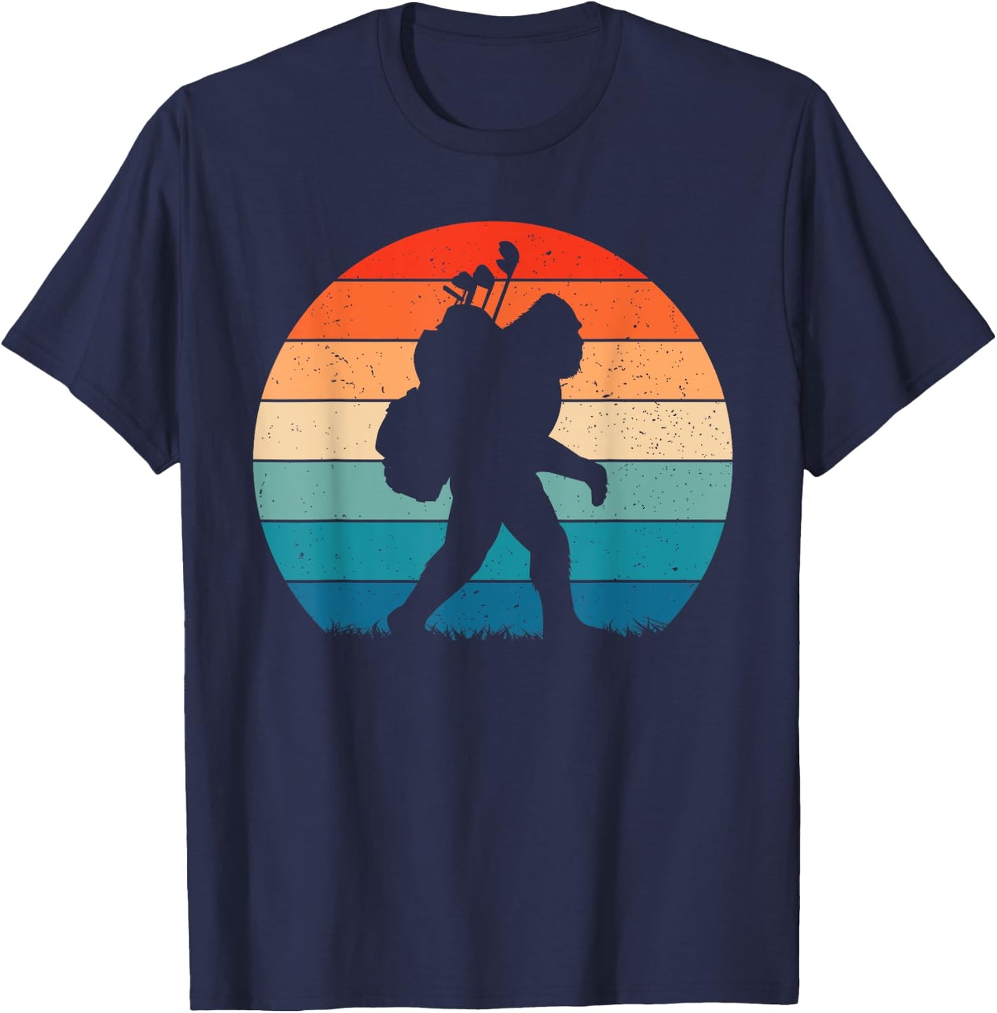 Funny Bigfoot Golf Vintage Retro Sasquatch Playing Golf Gift T-Shirt - T-Shirt | Navy