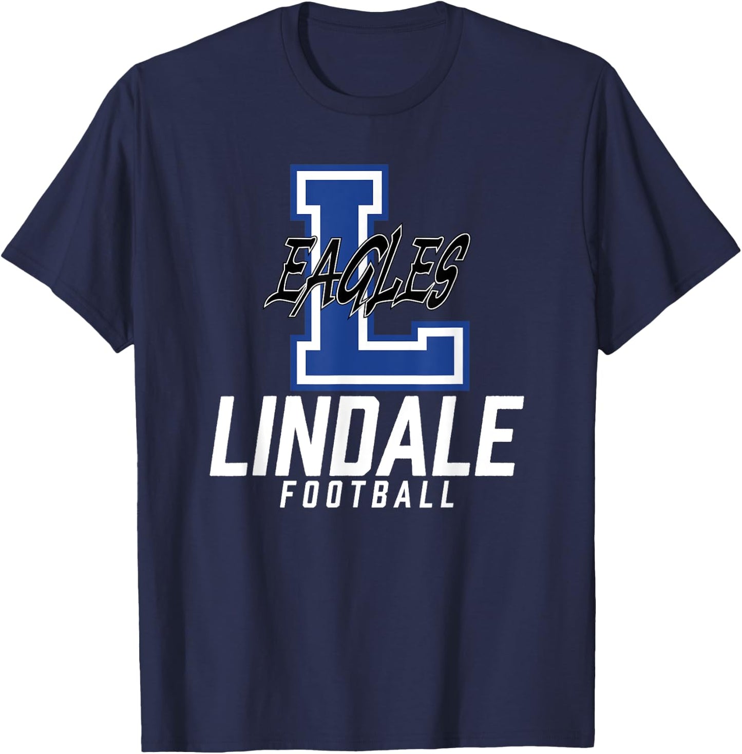 Lindale Eagles Logo Football Team HS T-Shirt - T-Shirt | Navy