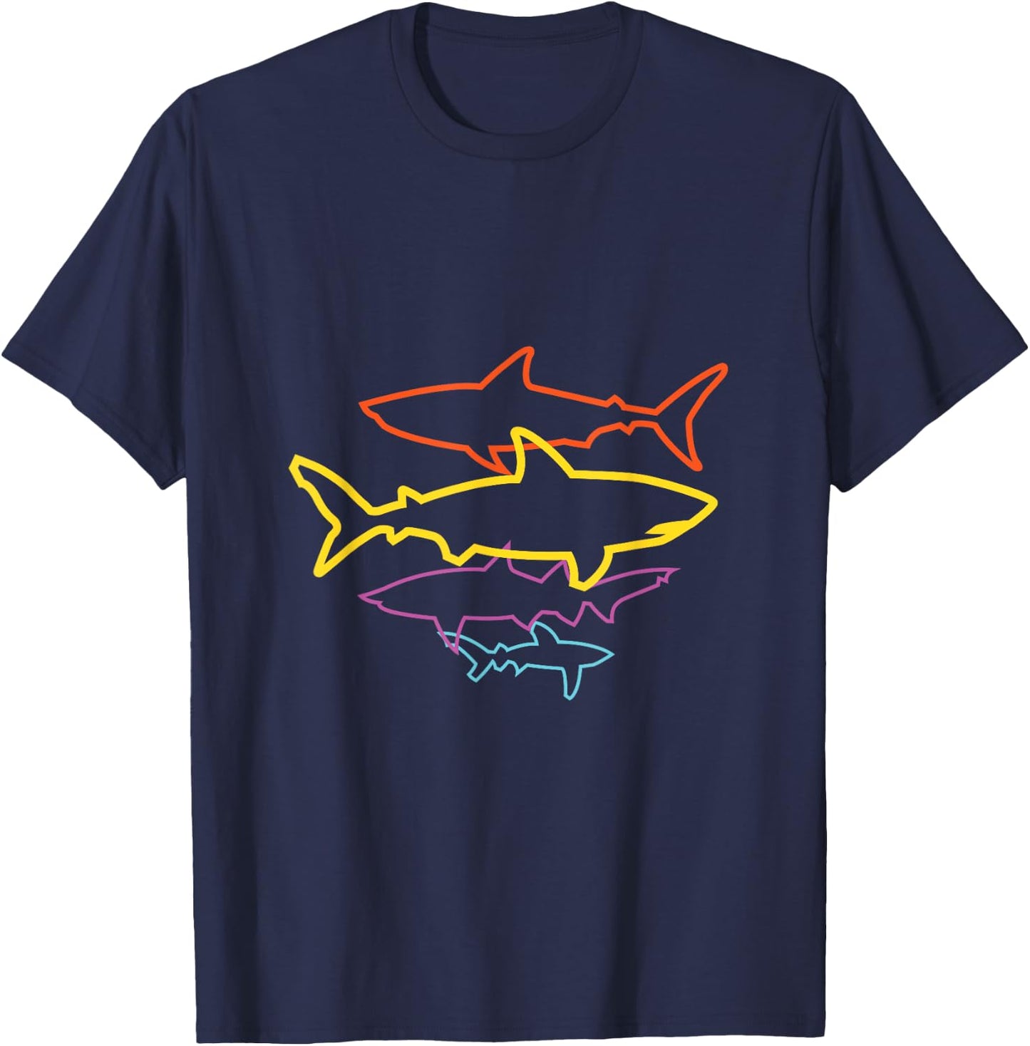 Vintage Sharks Retro Shark Graphic Men Women Graphic T-Shirt - T-Shirt | Navy