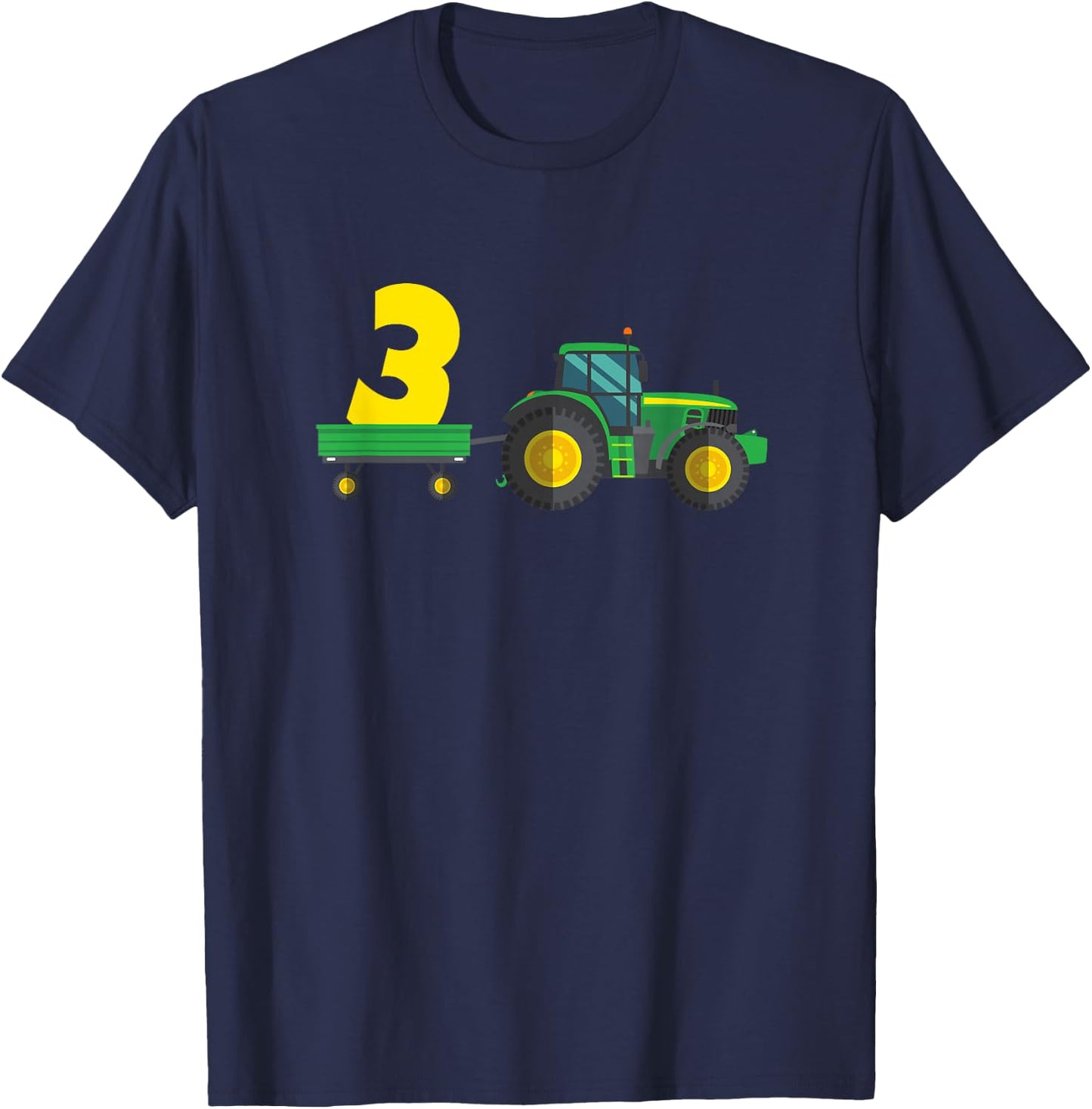 Kids Farm 3 years old 3rd birthday tractor T-Shirt - T-Shirt | Navy