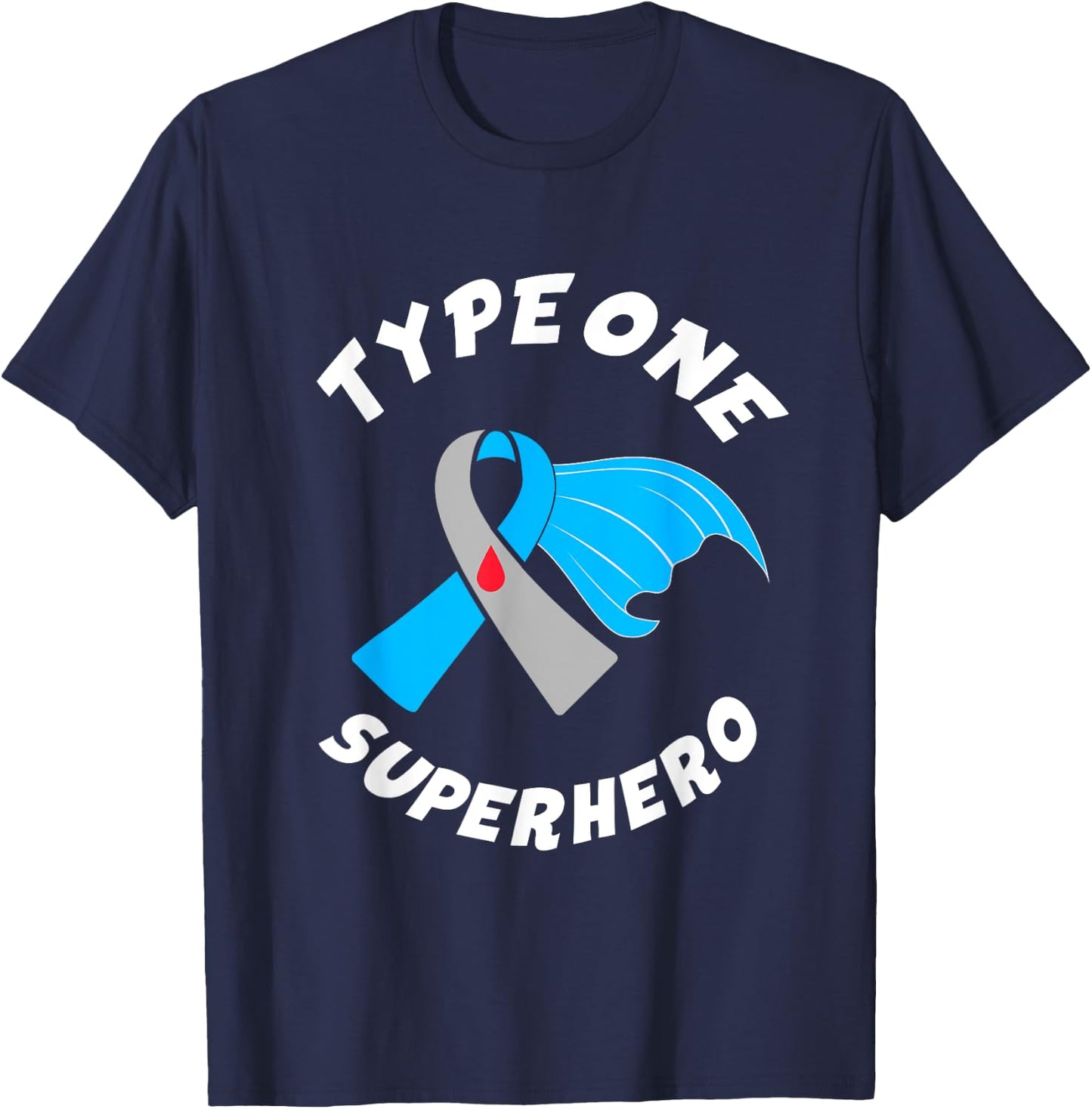 Type One Superhero Type 1 Diabetes Awareness T-Shirt - T-Shirt | Navy