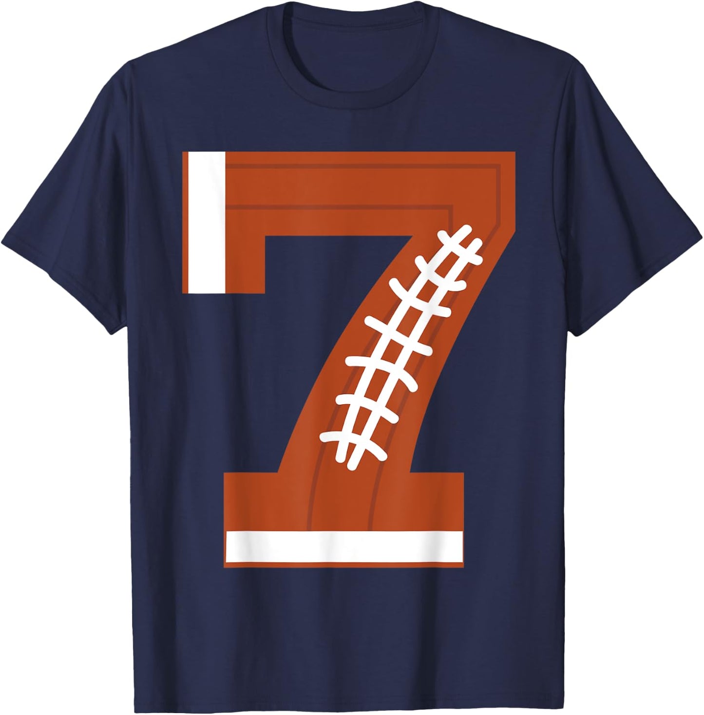 7th Birthday Football Ball Boys | 7 Year Old Gift T-Shirt - T-Shirt | Navy