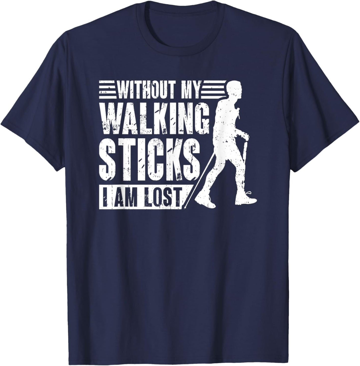 Nordic Walking Walking Sticks Nature Walker T-Shirt - T-Shirt | Navy