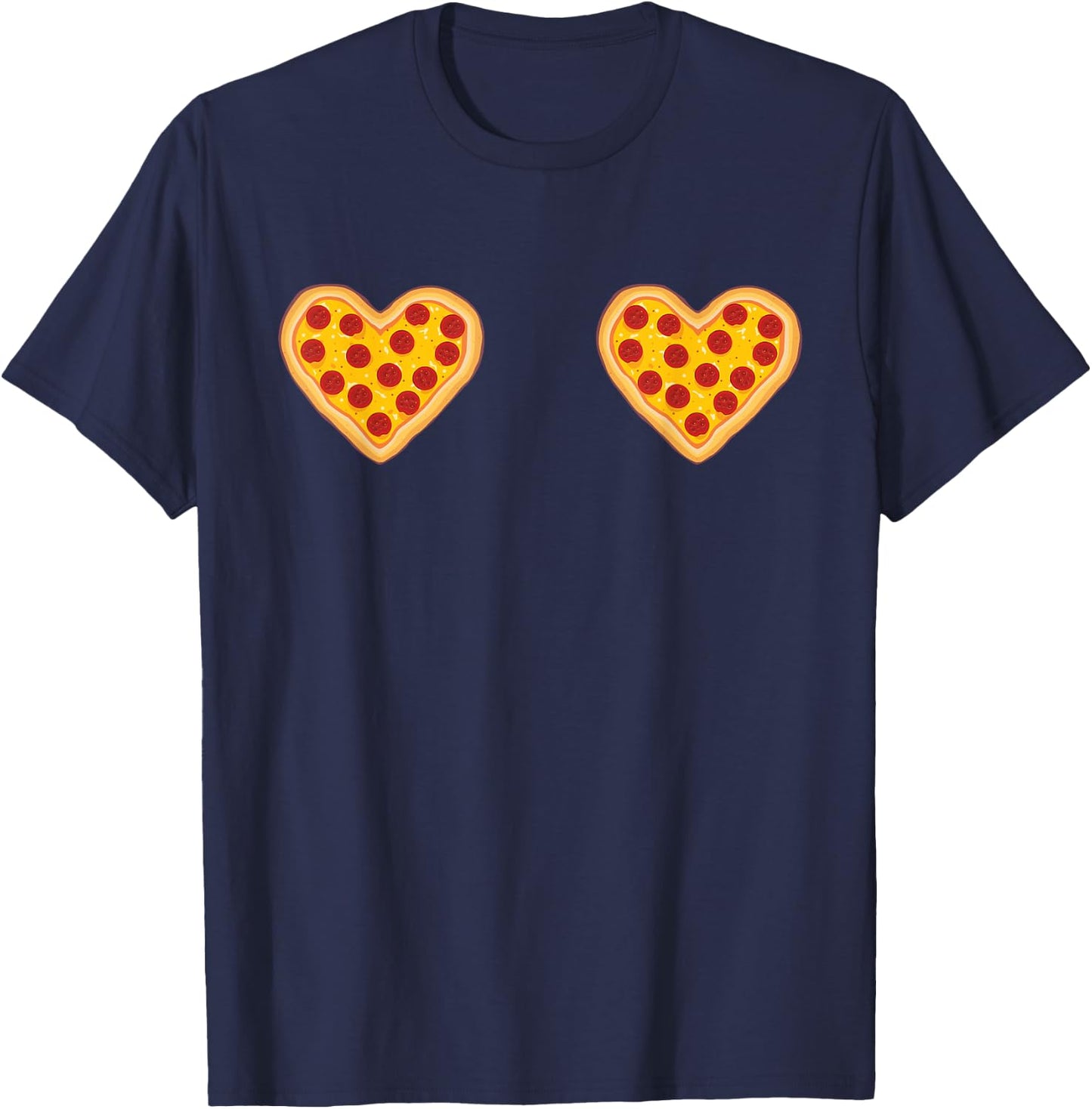 Funny Pizza Heart Boobs T-Shirt - T-Shirt | Navy