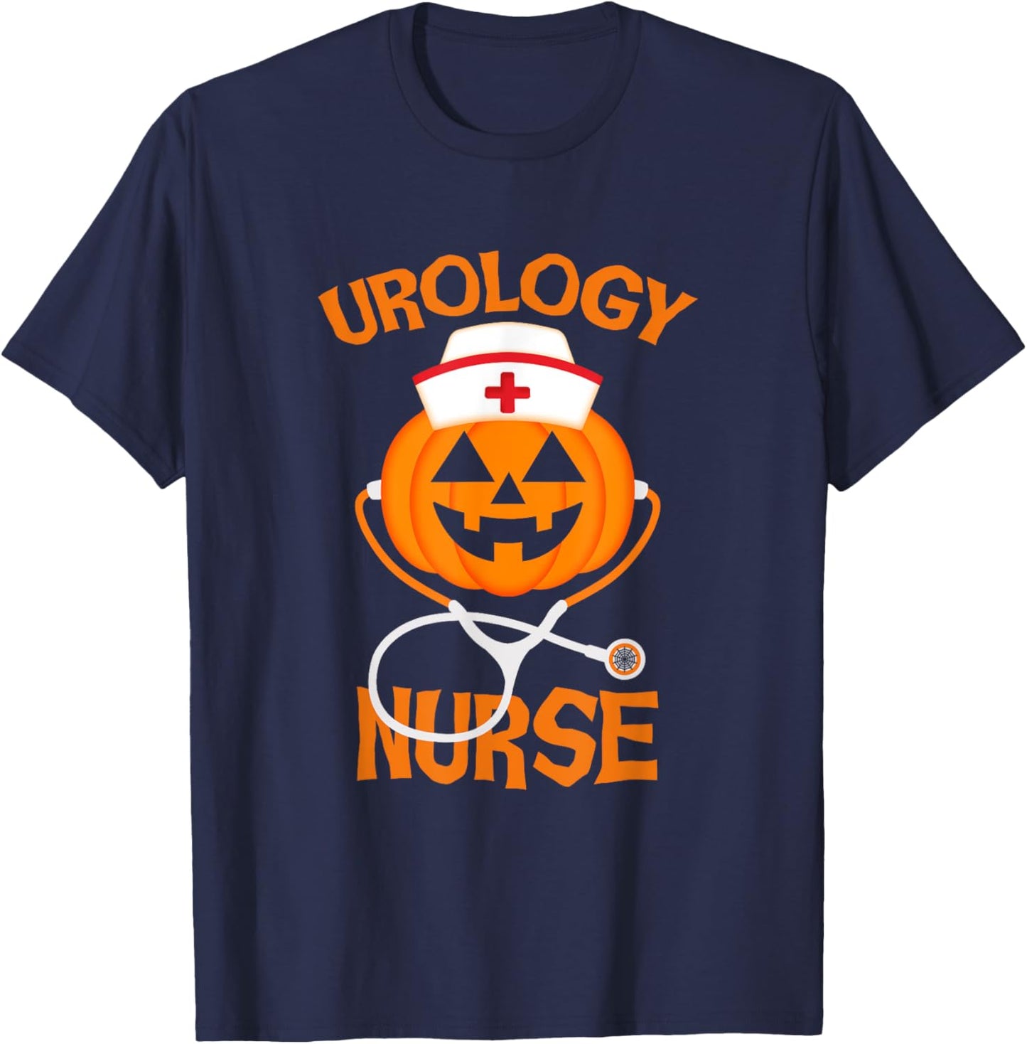 Stethoscope Pumpkin Urology Nurse Halloween Women T-Shirt - T-Shirt | Navy