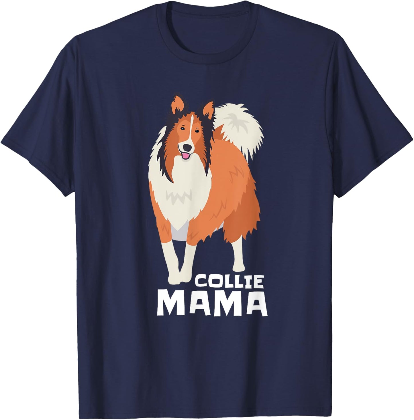 Rough Collie Mama Dog Pet T-Shirt - T-Shirt | Navy