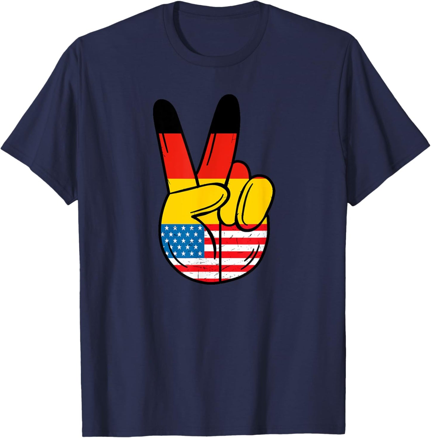 Half German And Half American Germany Usa Flag Peace Sign T-Shirt - T-Shirt | Navy